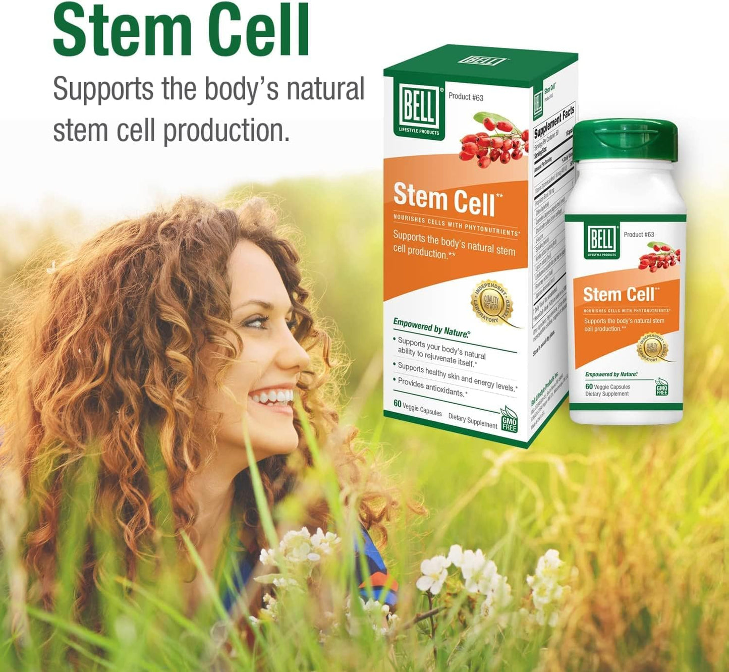 Bell Stem Cell Supplements - Promotes Natural Cell Regeneration & Tissue Rejuvenation | 2-Pack Celulas Madres | 60 Capsules