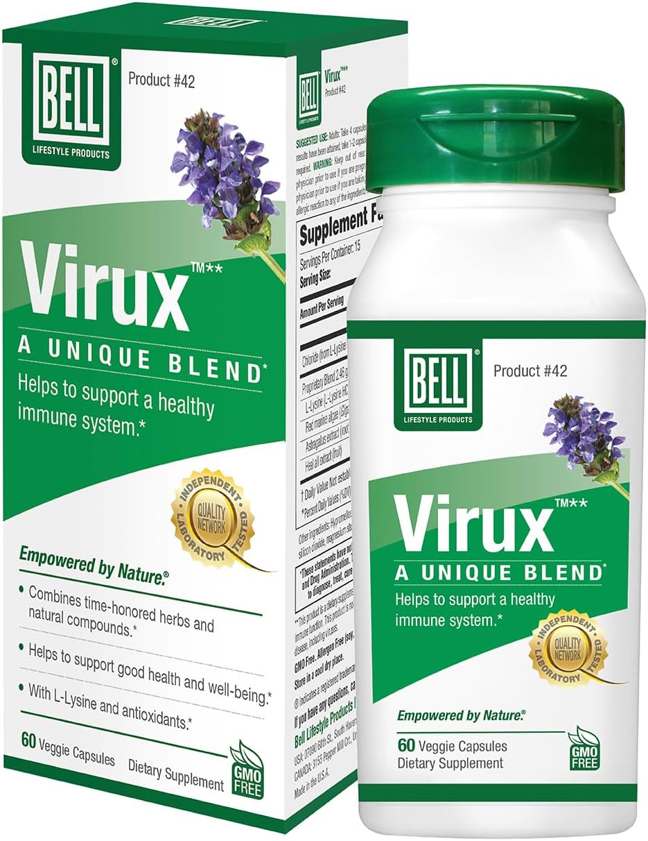 Bell Virux™ L Lysine and Red Marine - Herbal Supplement for Immune System Support with 1000mg Lysine Capsules