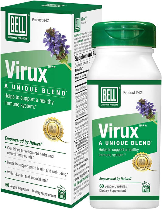 Bell Virux™ L Lysine and Red Marine - Herbal Supplement for Immune System Support with 1000mg Lysine Capsules