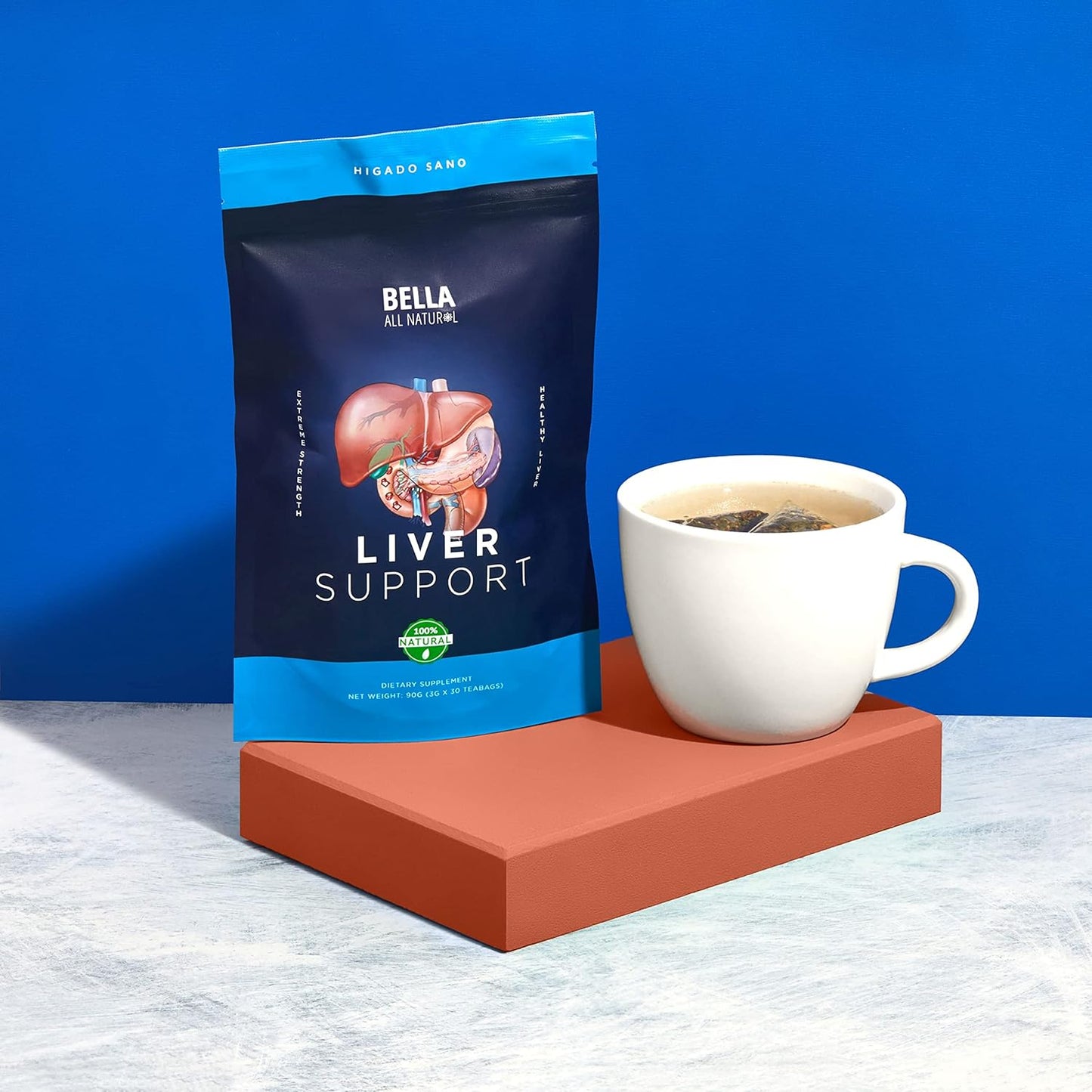 Bella Liver Cleanse Detox Tea with Blessed Thistle, Artichoke, Dandelion Root - 30 Bags of All Natural Liver Detox Drink for Repair