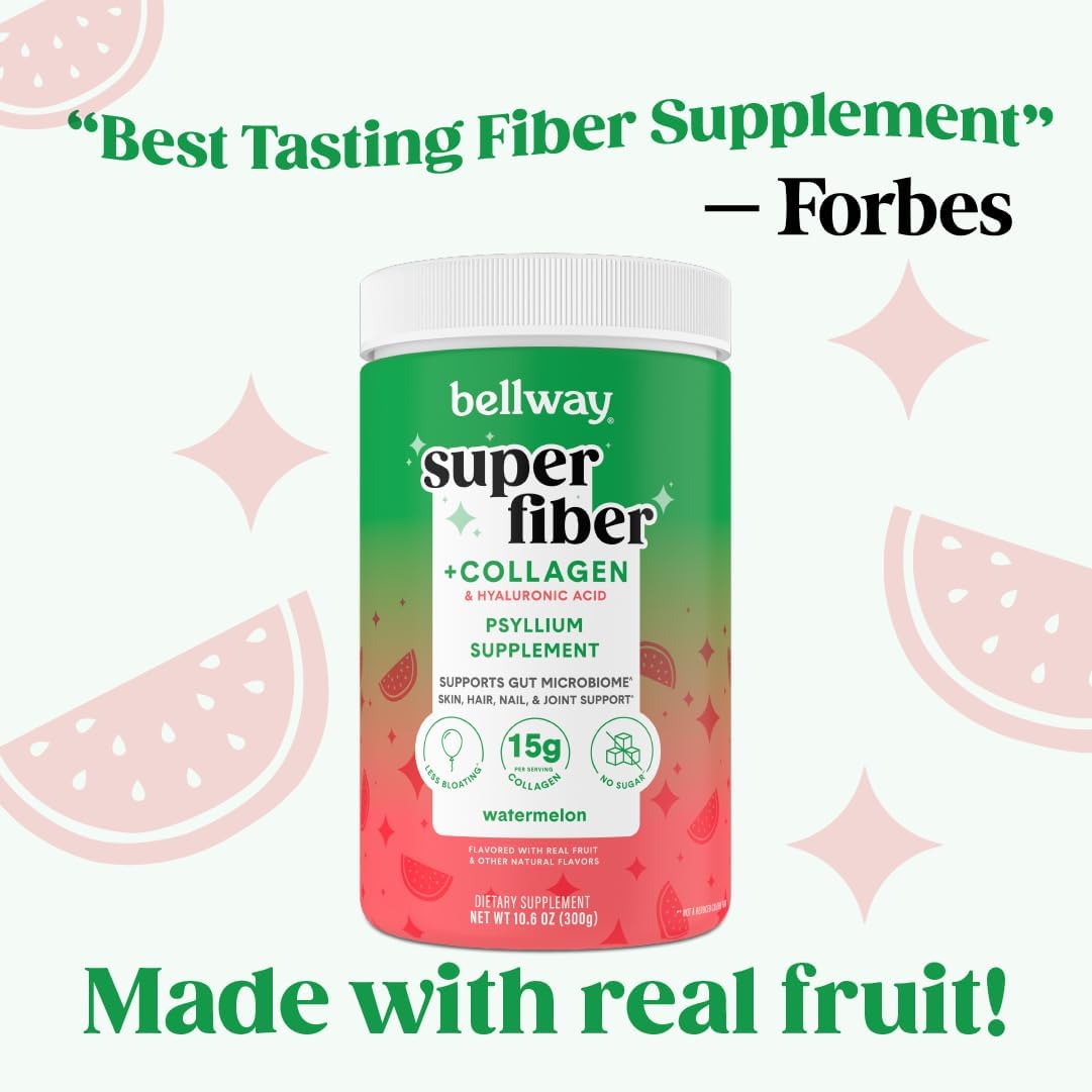 Bellway Super Fiber Powder with Collagen and Watermelon Shaker Bottle Kit