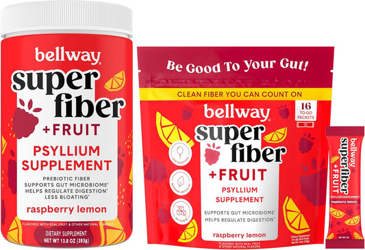 Bellway Super Fiber Powder with Raspberry Lemon Flavor - Convenient Packets for Daily Fiber Intake