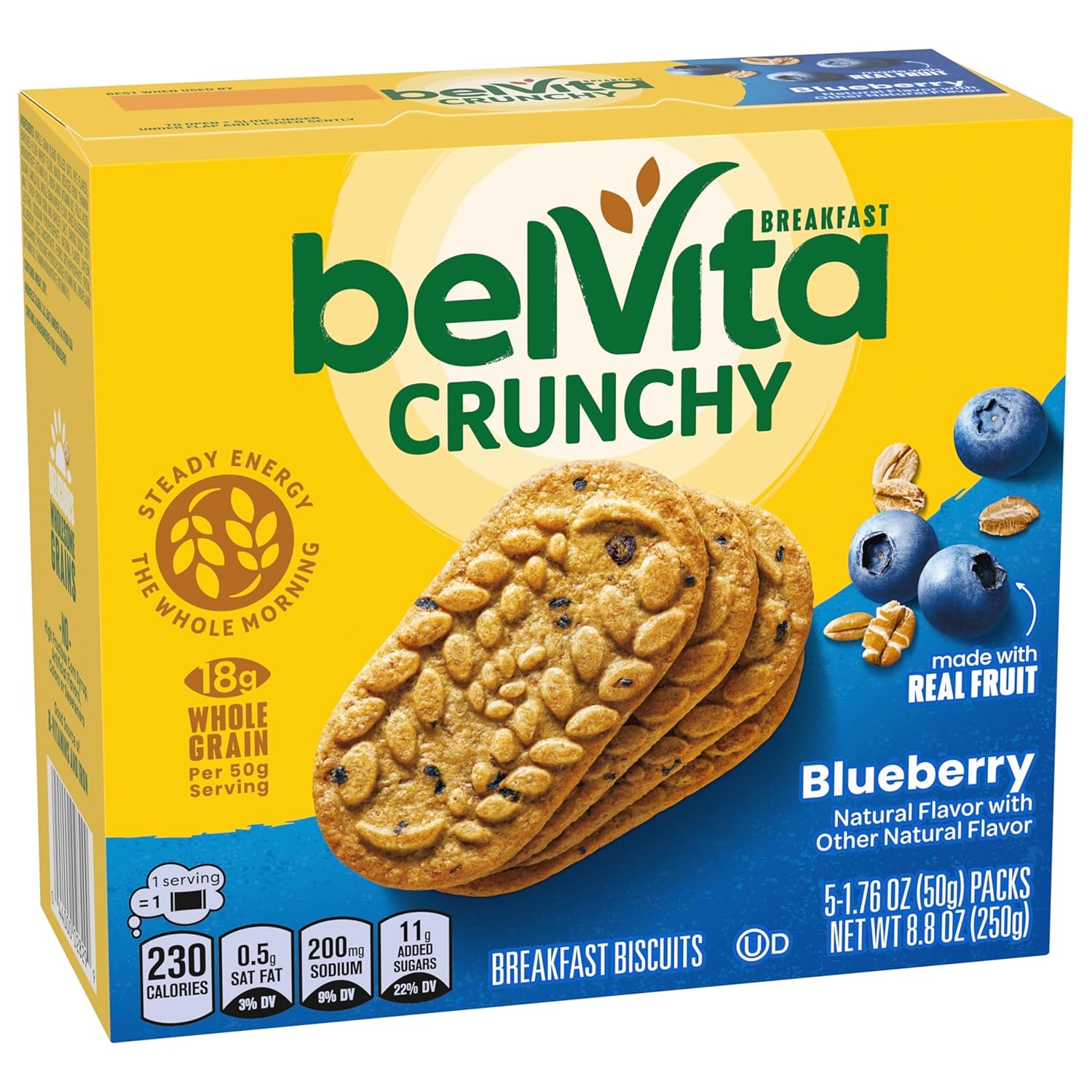 belVita Blueberry Breakfast Biscuits - 30 Packs, 6 Boxes, 4 Biscuits Per Pack