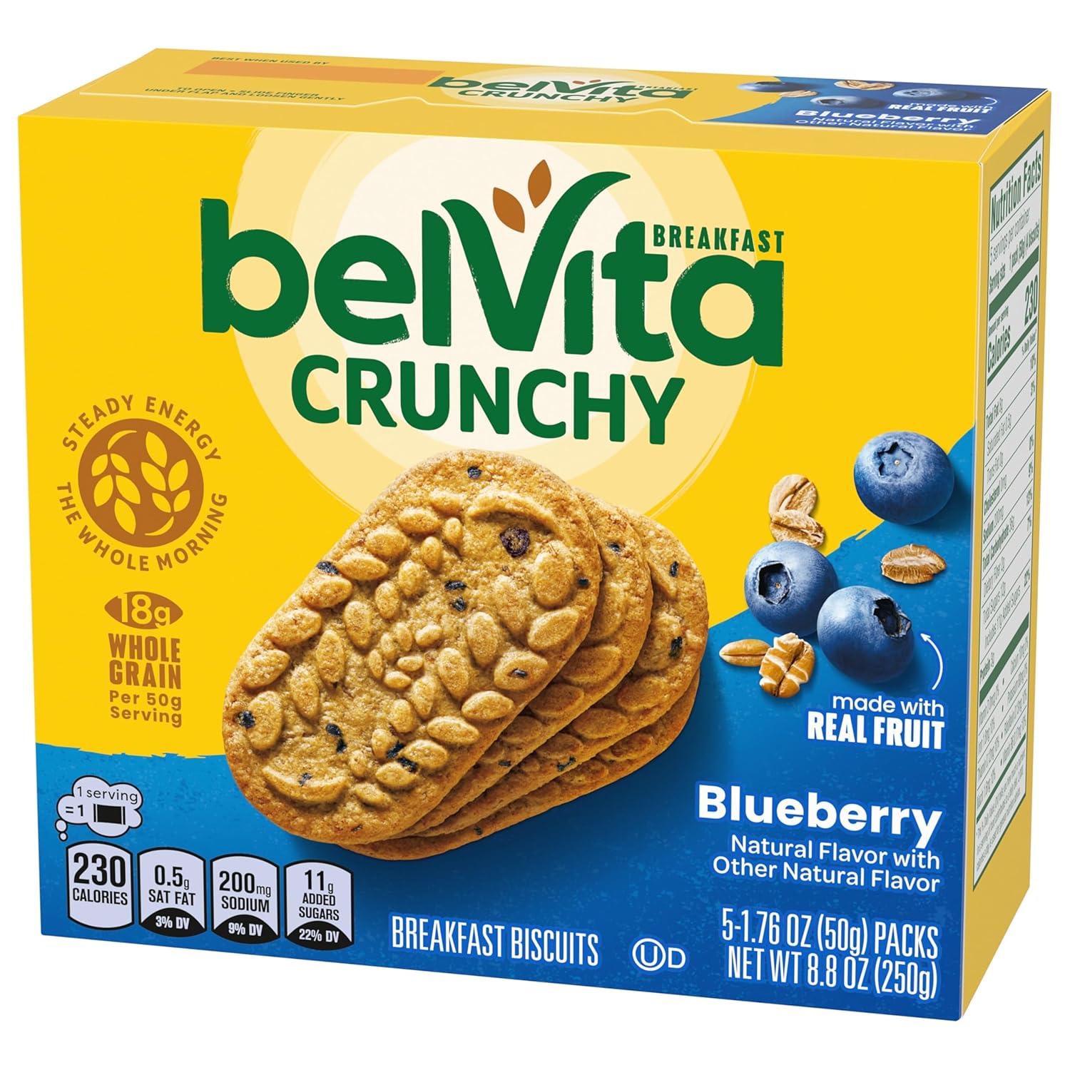 belVita Blueberry Breakfast Biscuits - 30 Packs, 6 Boxes, 4 Biscuits Per Pack