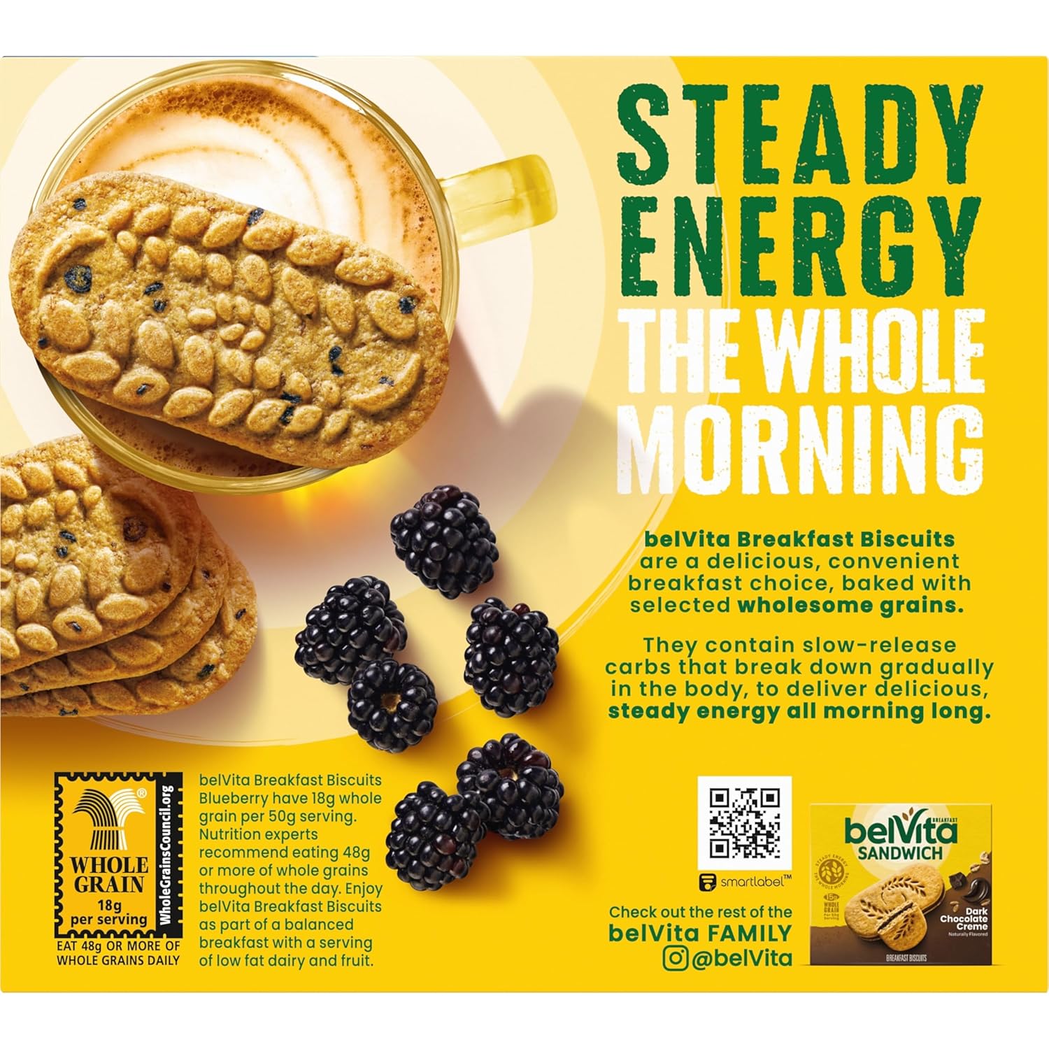 belVita Blueberry Breakfast Biscuits - 30 Packs, 6 Boxes, 4 Biscuits Per Pack