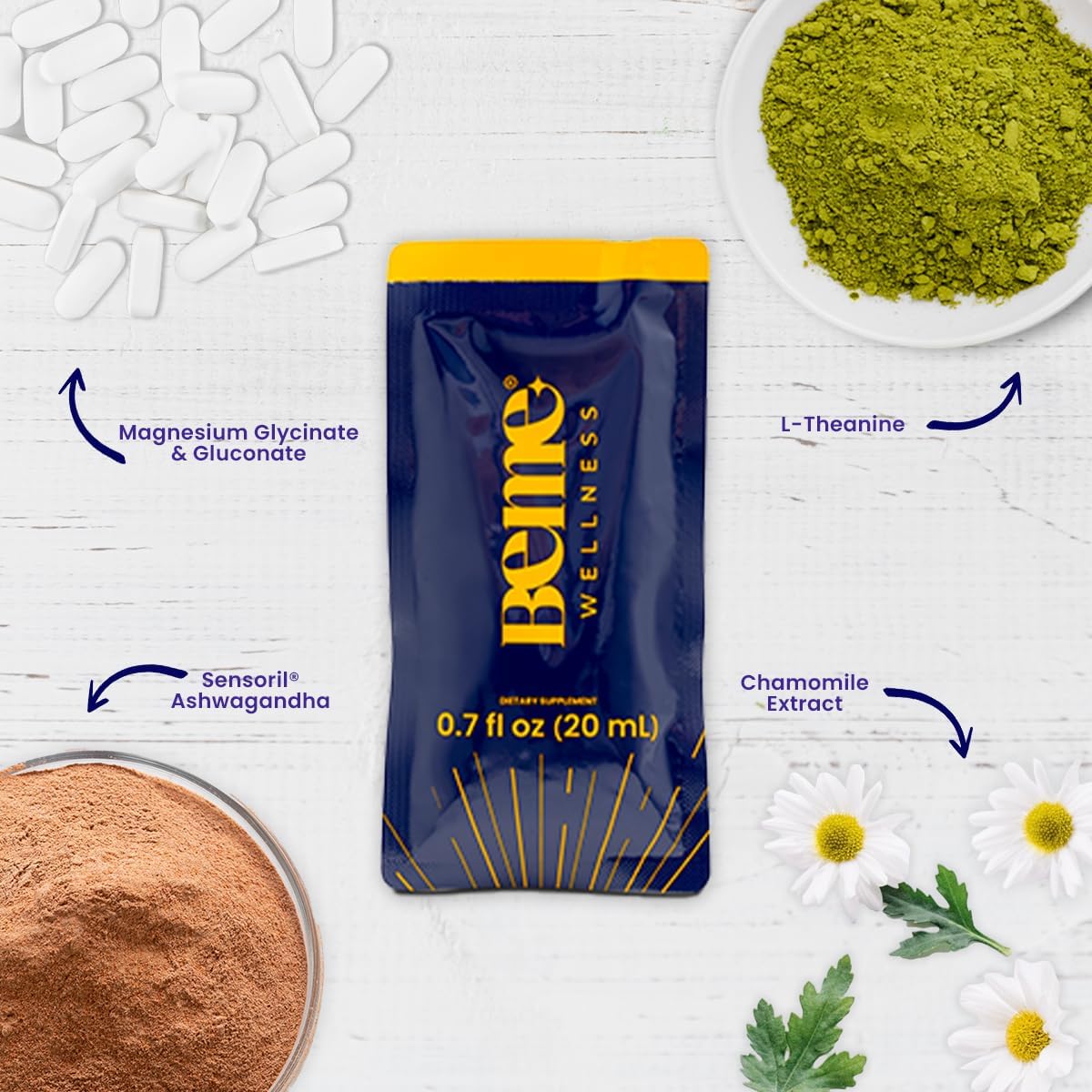 BeMe Be Zen Magnesium Sleep Drink - Relaxing Liquid Supplement with Magnesium Glycinate, L-Theanine, Ashwagandha, GABA & Chamomile for Sleep