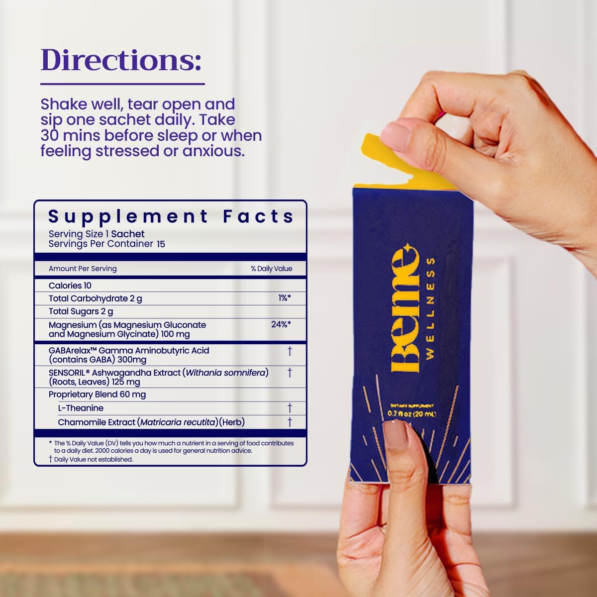 BeMe Be Zen Magnesium Sleep Drink - Relaxing Liquid Supplement with Magnesium Glycinate, L-Theanine, Ashwagandha, GABA & Chamomile for Sleep