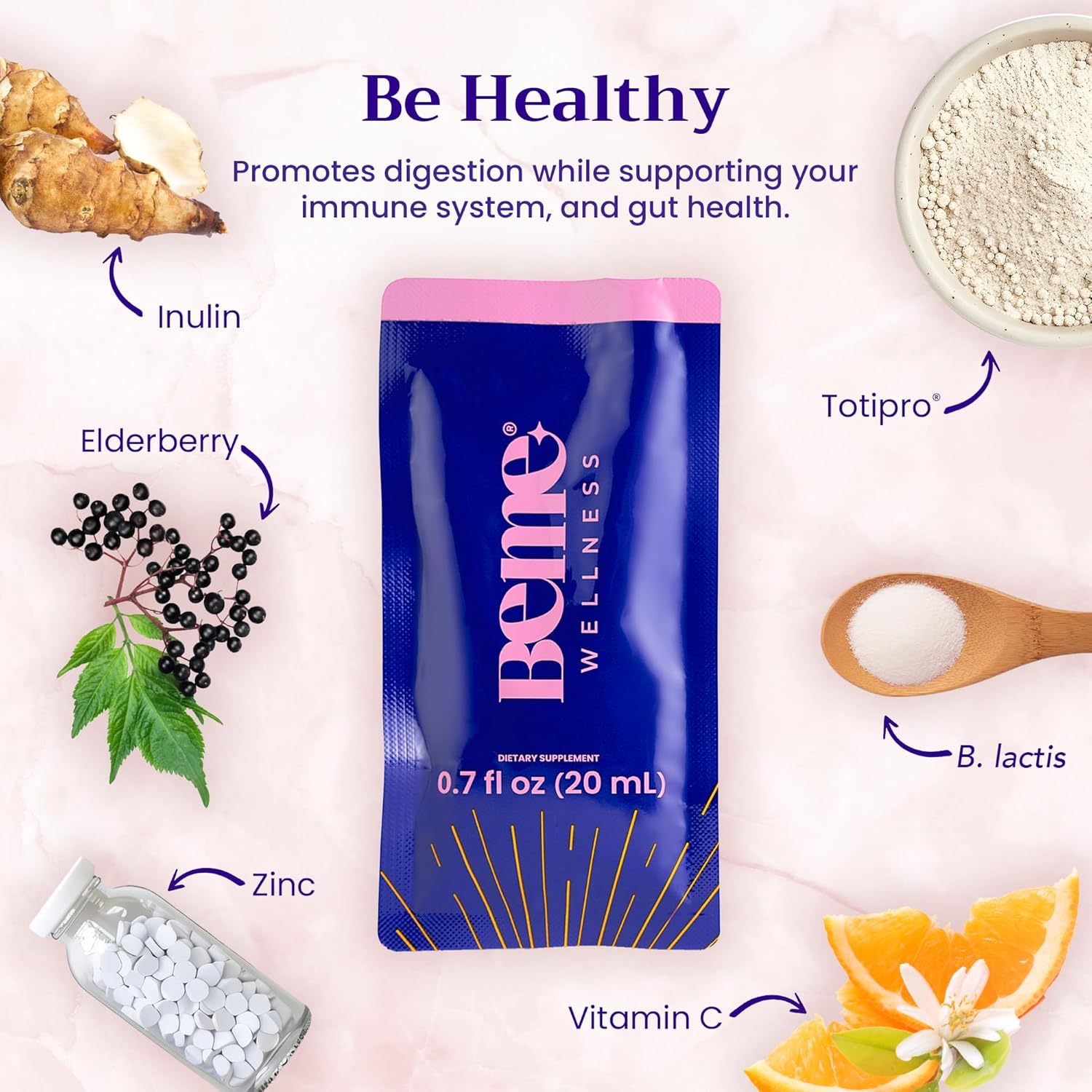 BeMe BeHealthy & BeZen Bundle - Liquid Probiotics with Magnesium Glycinate L-Theanine Supplements