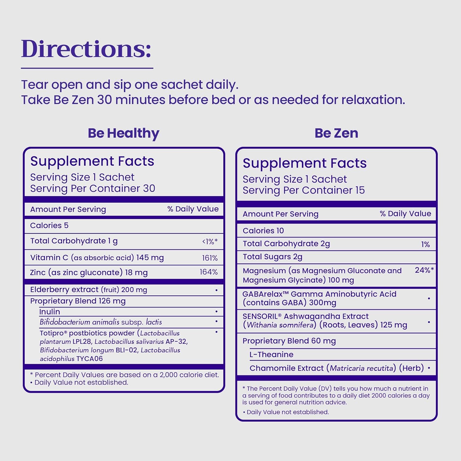 BeMe BeHealthy & BeZen Bundle - Liquid Probiotics with Magnesium Glycinate L-Theanine Supplements