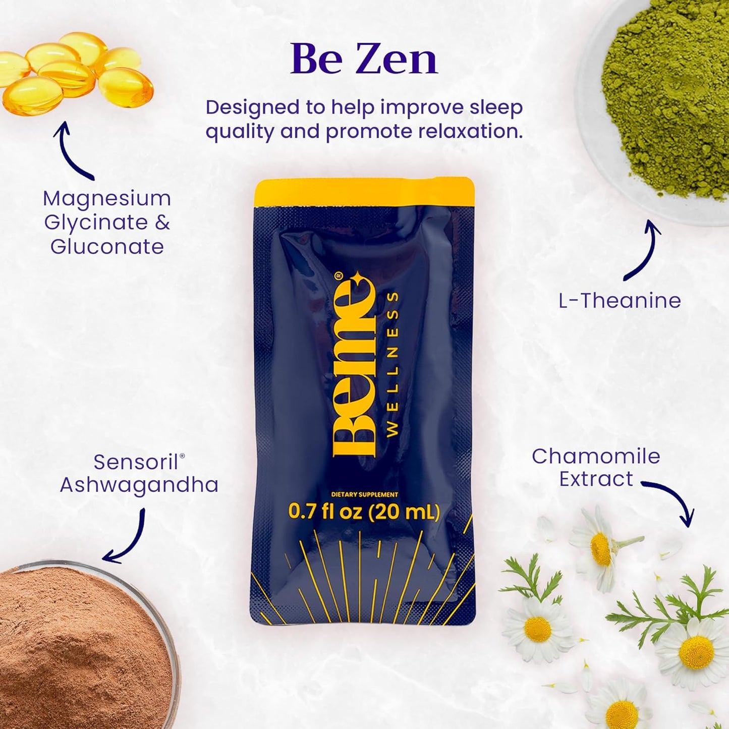 BeMe BeSharp & BeZen Liquid Bundle - Omega-3 and Magnesium Glycinate L-Theanine Supplements