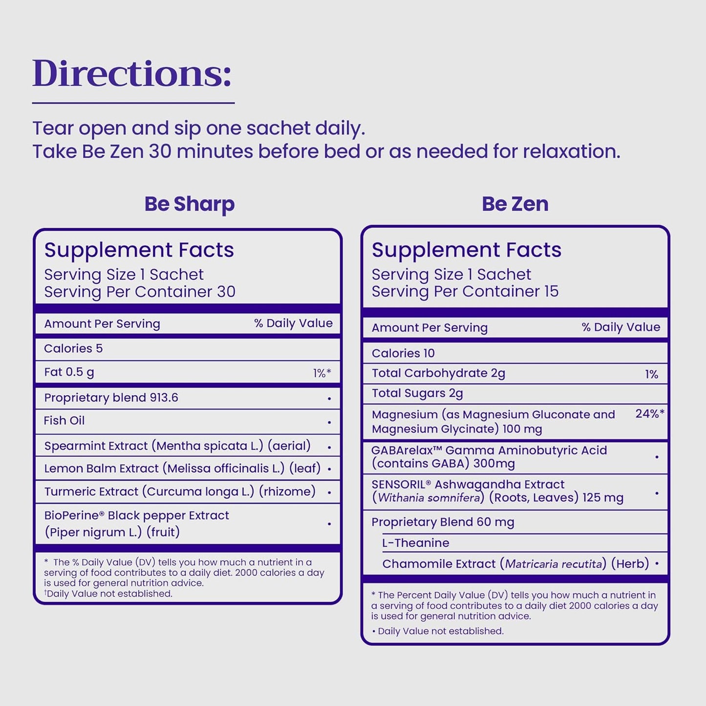 BeMe BeSharp & BeZen Liquid Bundle - Omega-3 and Magnesium Glycinate L-Theanine Supplements