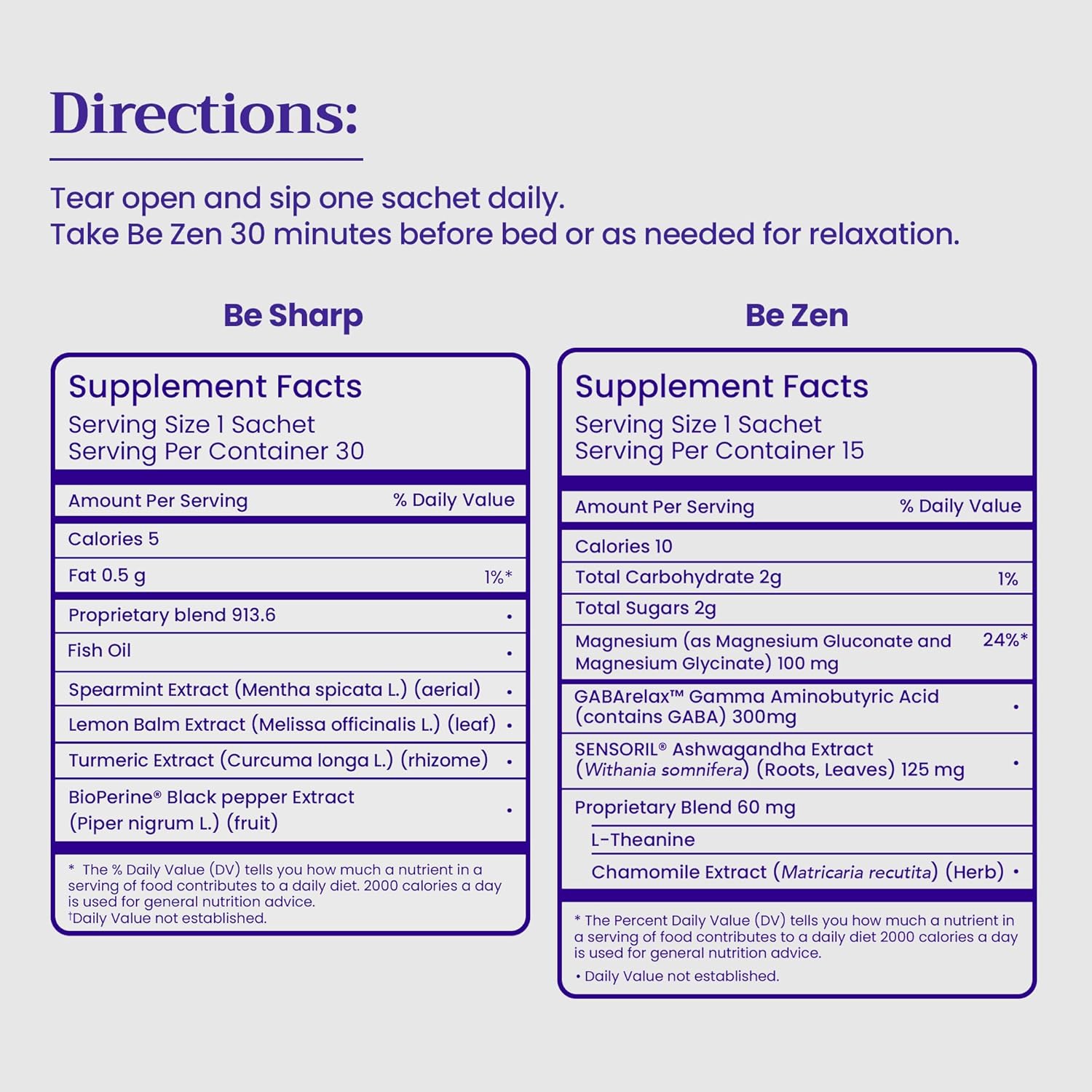 BeMe BeSharp & BeZen Liquid Bundle - Omega-3 and Magnesium Glycinate L-Theanine Supplements