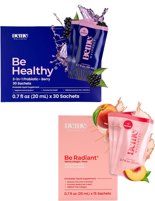 BeMe Peach Bundle: Liquid Probiotics & Collagen Drink for Health and Radiance