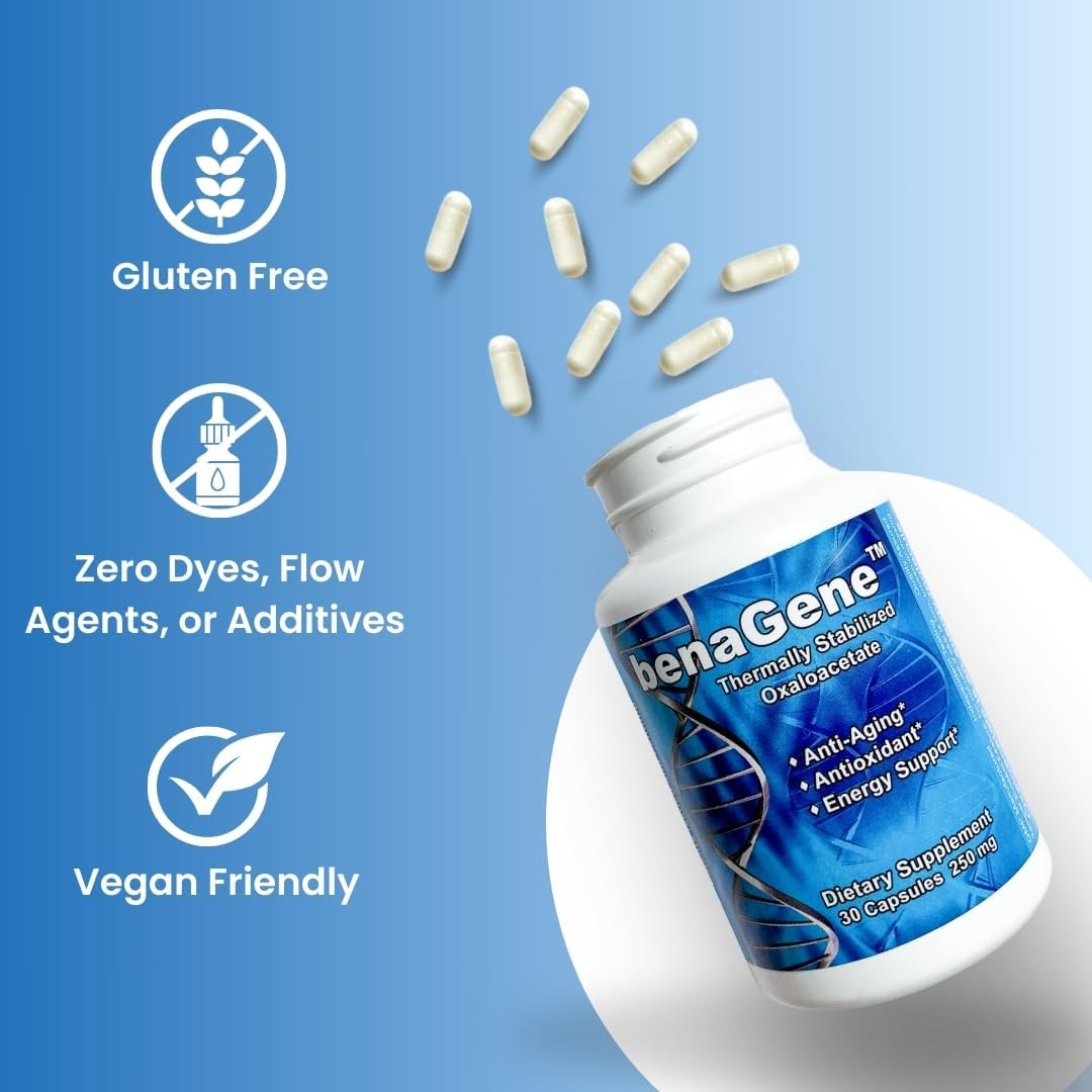 Benagene Oxaloacetate Supplement with Vitamin C for Cellular Energy - Non-GMO & Vegan - 30 Servings - BoostGo Australia