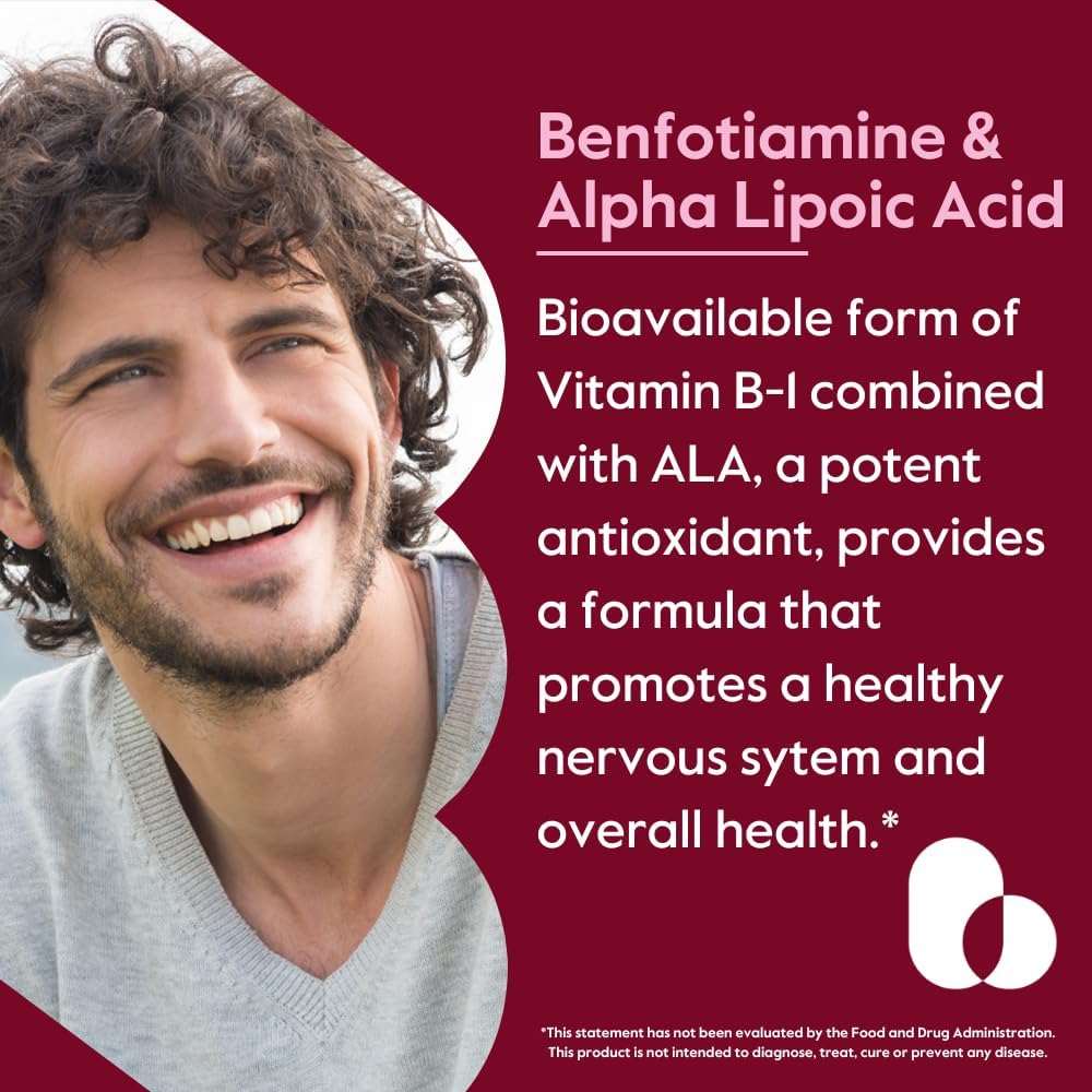 Benfotiamine 150mg and Alpha Lipoic Acid 300mg Capsules - Vegan, Gluten-Free, Non-GMO - 120 Vegetarian Capsules - No Stearates