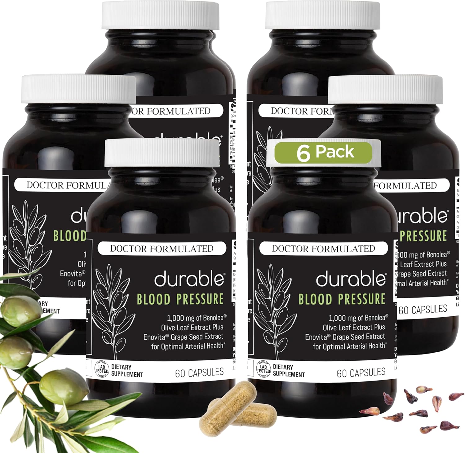 Benolea Olive Leaf & Enovita Grape Seed Extract Two-in-One Formula for Vascular Health - 360 Capsules, Doctor-Formulated, Made in USA