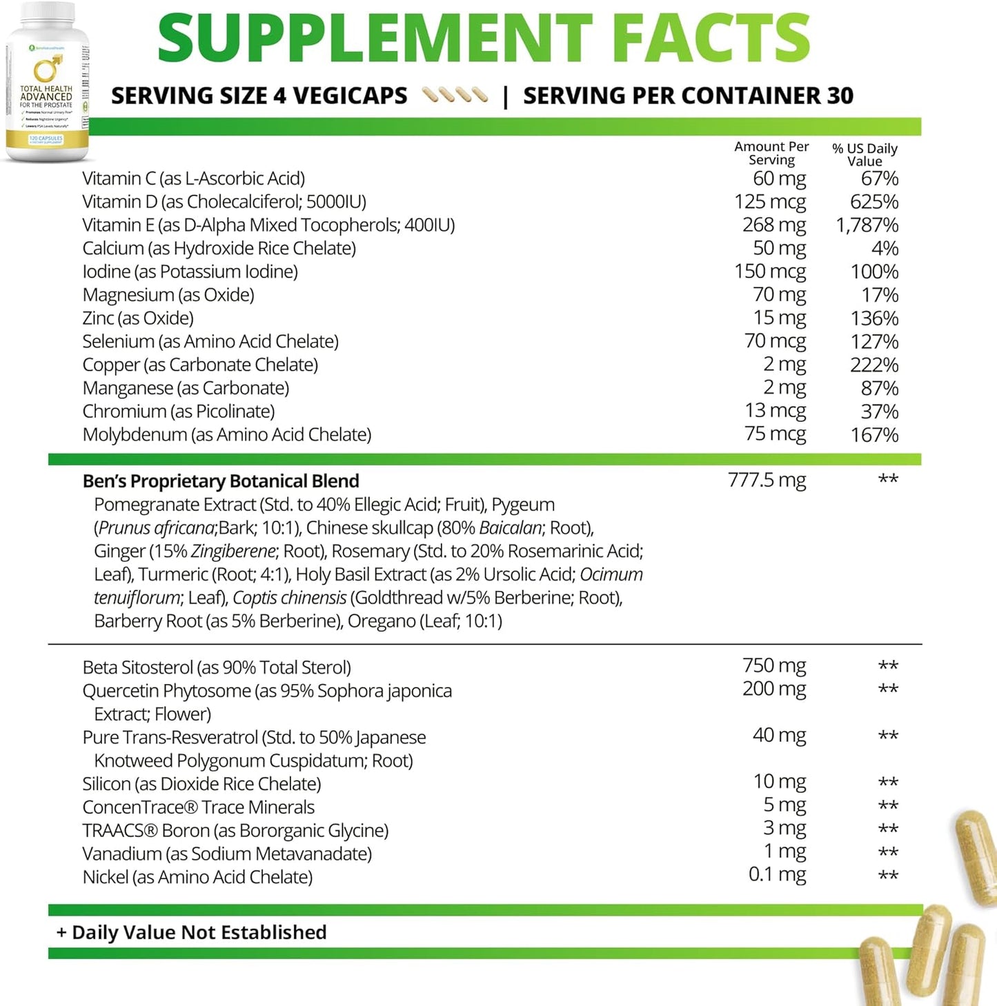 Ben's Advanced Prostate Supplements with Beta Sitosterol - Prostate Health Relief for Men - 720 Capsules