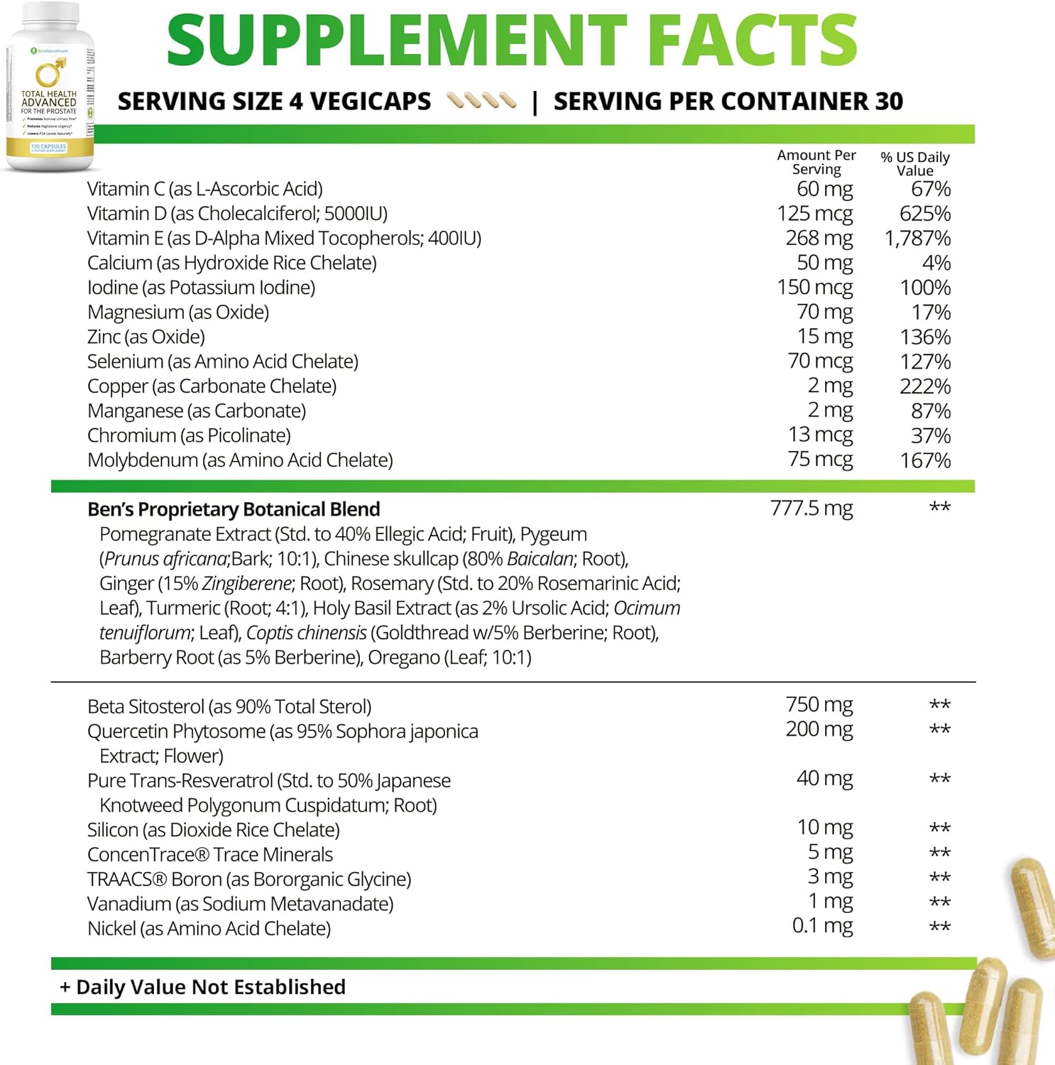 Ben's Advanced Prostate Supplements with Beta Sitosterol - Prostate Health Relief for Men - 720 Capsules