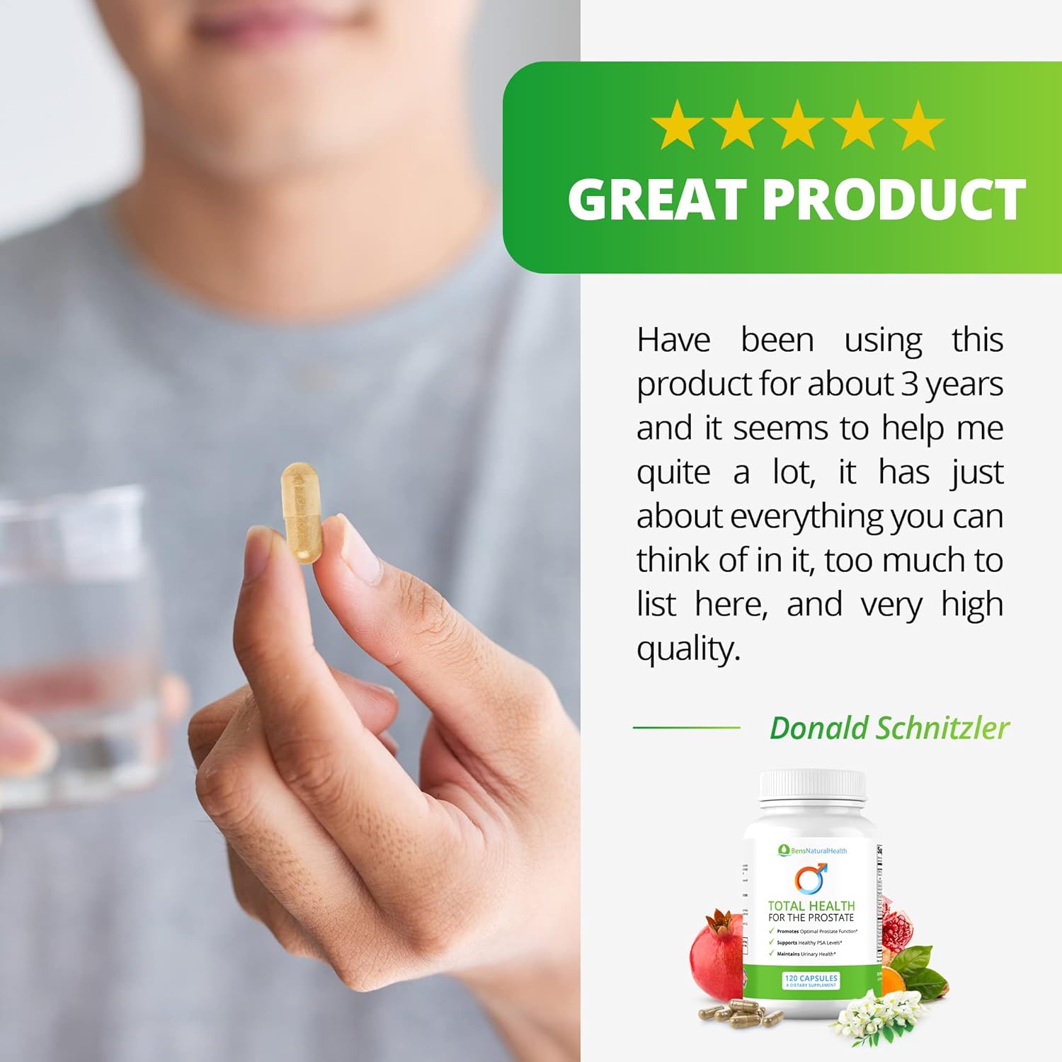 Ben's Total Health Prostate Supplements for Men with Beta Sitosterol - 360 Capsules | Promotes Prostate Health and Relief