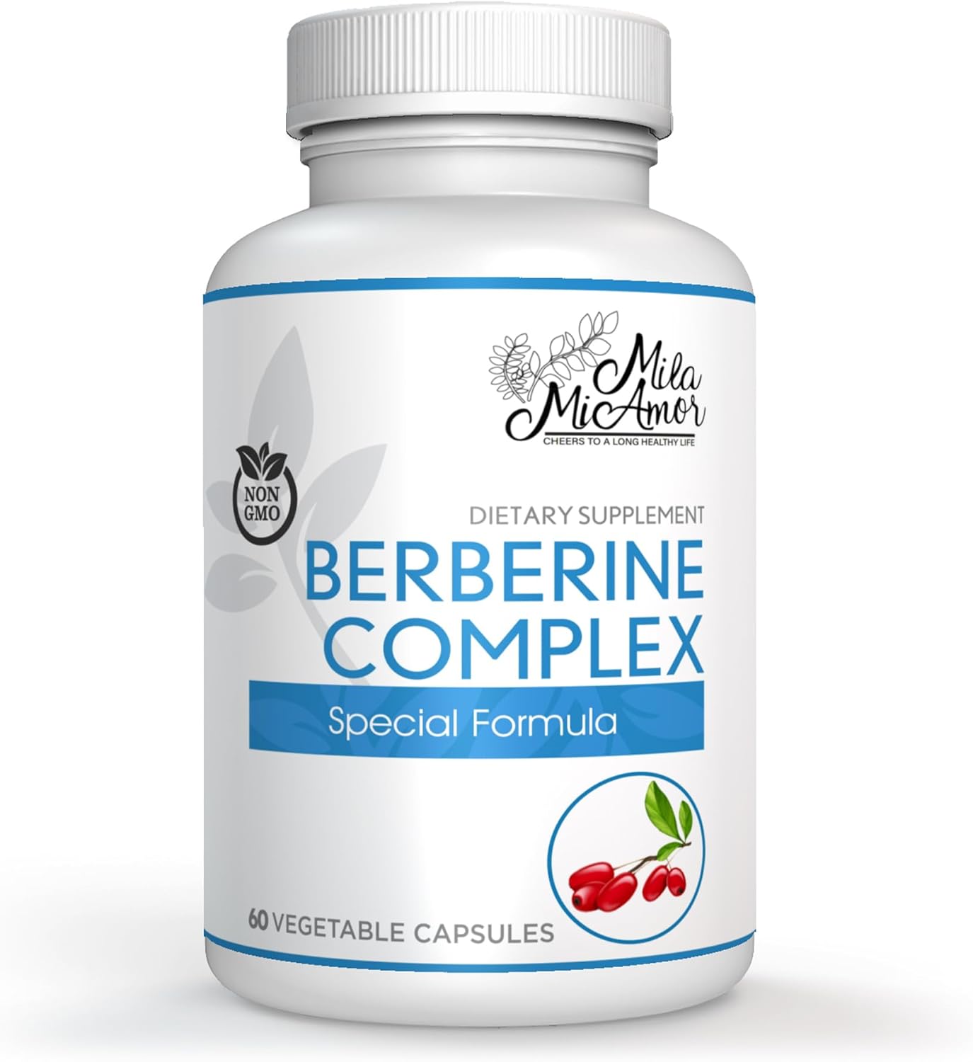 Berberine Complex HCL 500mg Capsules with Melon Fruit & Banaba Leaf - Non-GMO Heart, Cognitive & GI Health Supplement - Made in USA - 60 Count