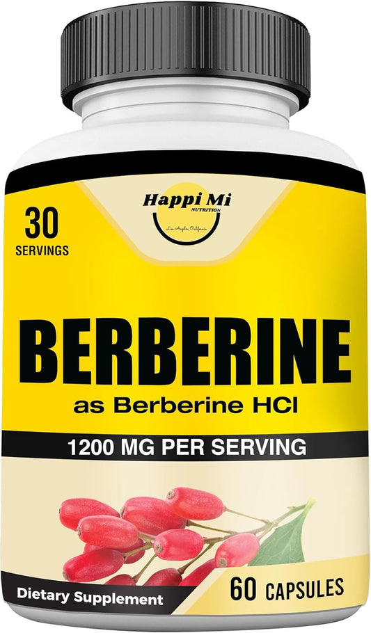 Berberine HCL 1200mg Capsules - Natural Berberine Supplement for Healthy Living - 60 Veggie Capsules
