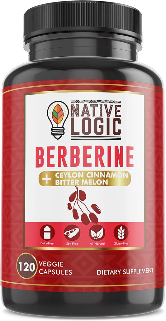 Berberine HCL 1200mg Capsules with Ceylon Cinnamon, Bitter Melon & Green Tea - Supports Cardiovascular, GI Health & Immune System (120 ct)