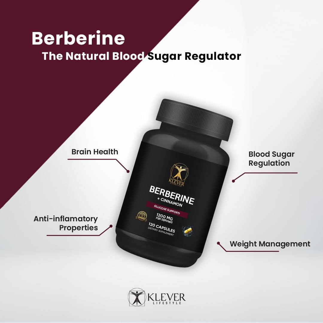 Berberine Supplement for Immune Support - 120 Capsules, 1200mg - Gluten Free & Vegan - Klever Lifestyle