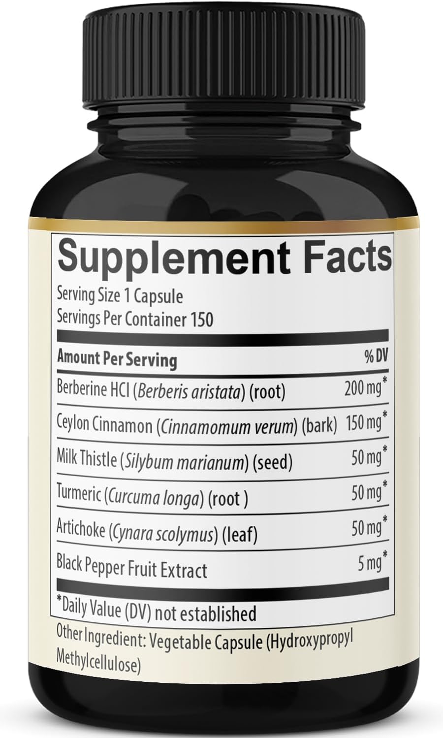 Berberine with Ceylon Cinnamon, Turmeric, Milk Thistle, Artichoke, Black Pepper - 150 Count Pack