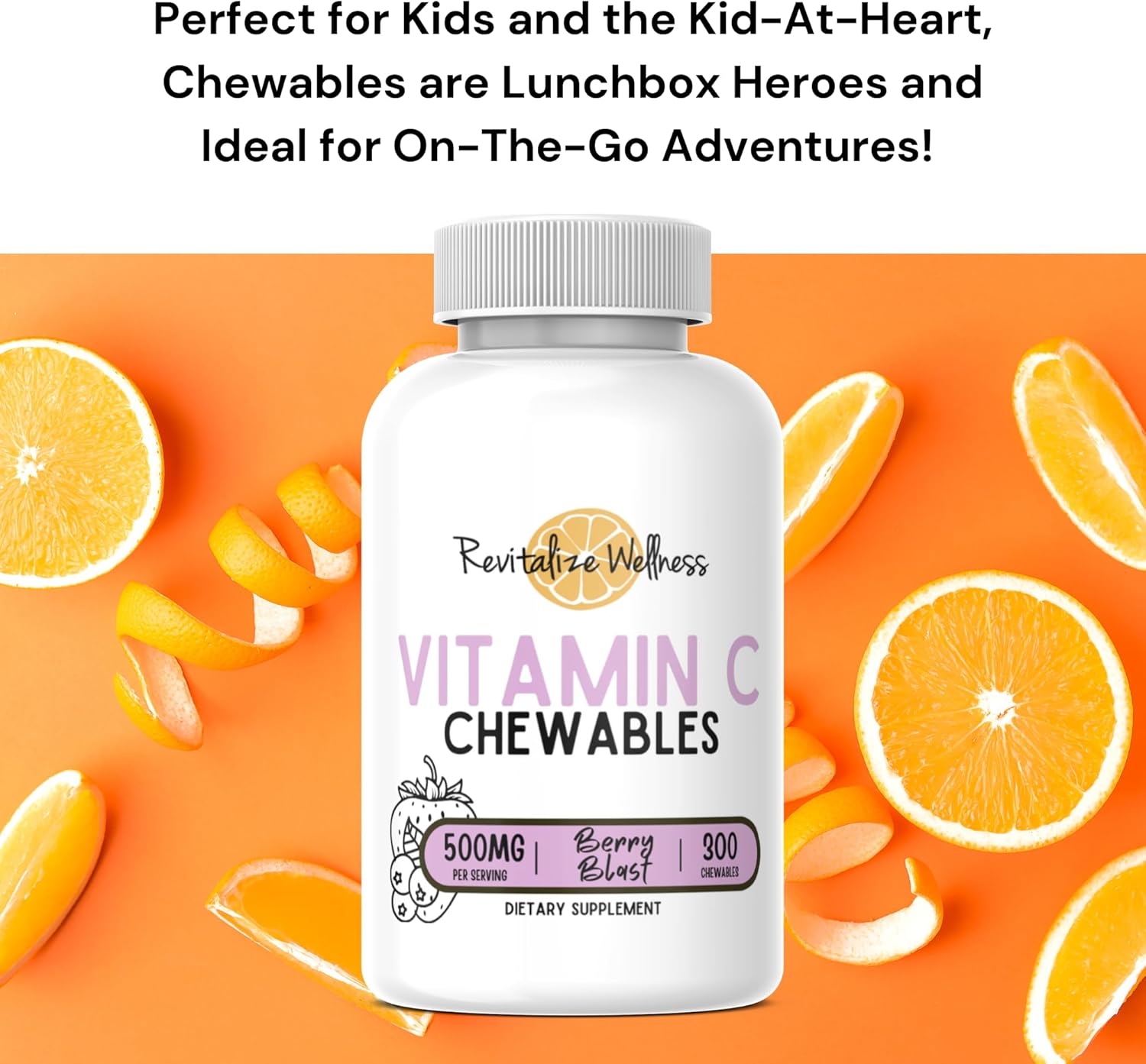Berry Blast Flavor Vitamin C Chewables - 500 mg Ascorbic Acid - 60 Servings for Revitalized Wellness