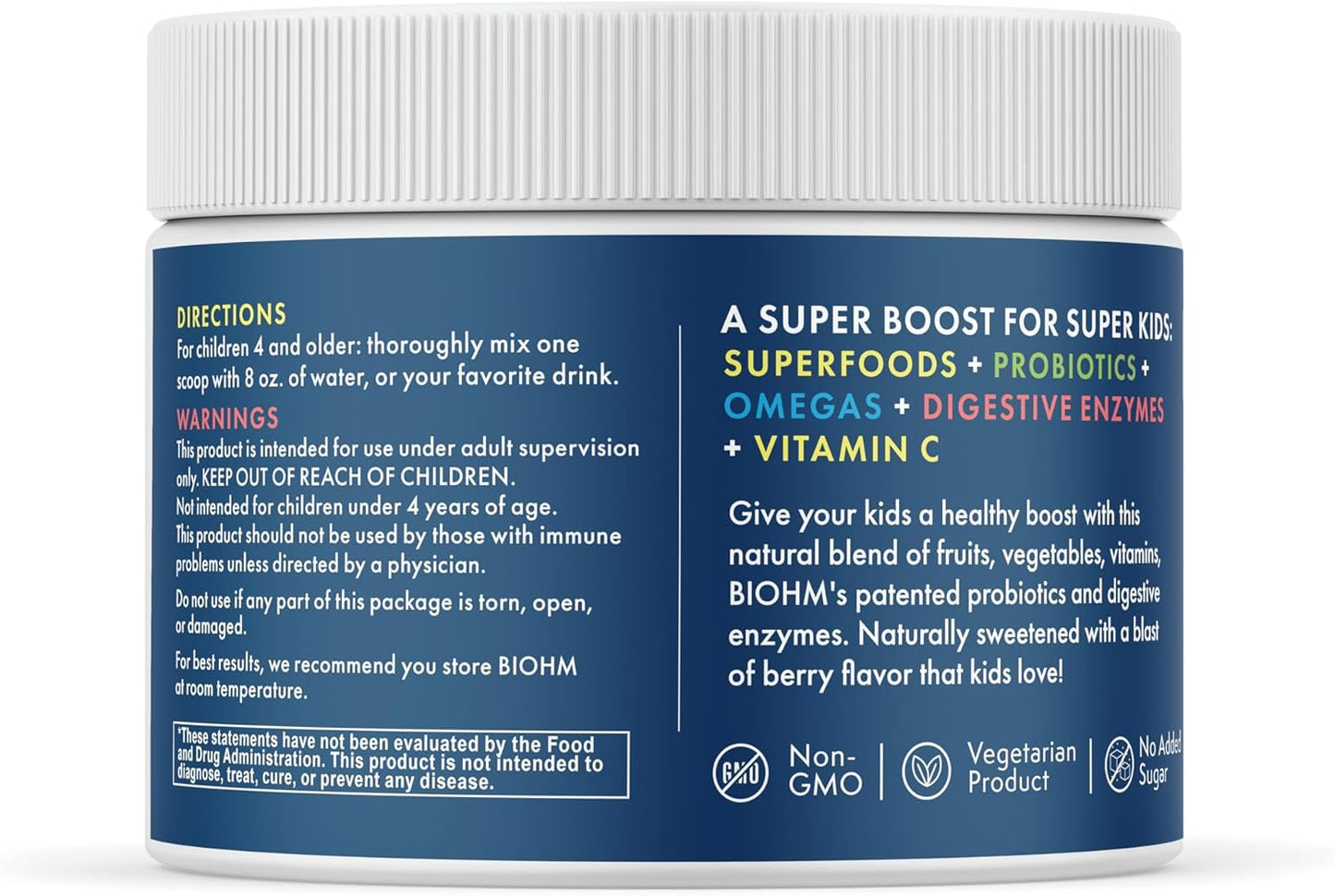 Berry Blast Probiotic Superfood Powder for Kids, Antioxidants & Omega-3, Gluten-Free, Non-GMO, Dairy-Free, Vegetarian, Ages 4+, 30 Servings