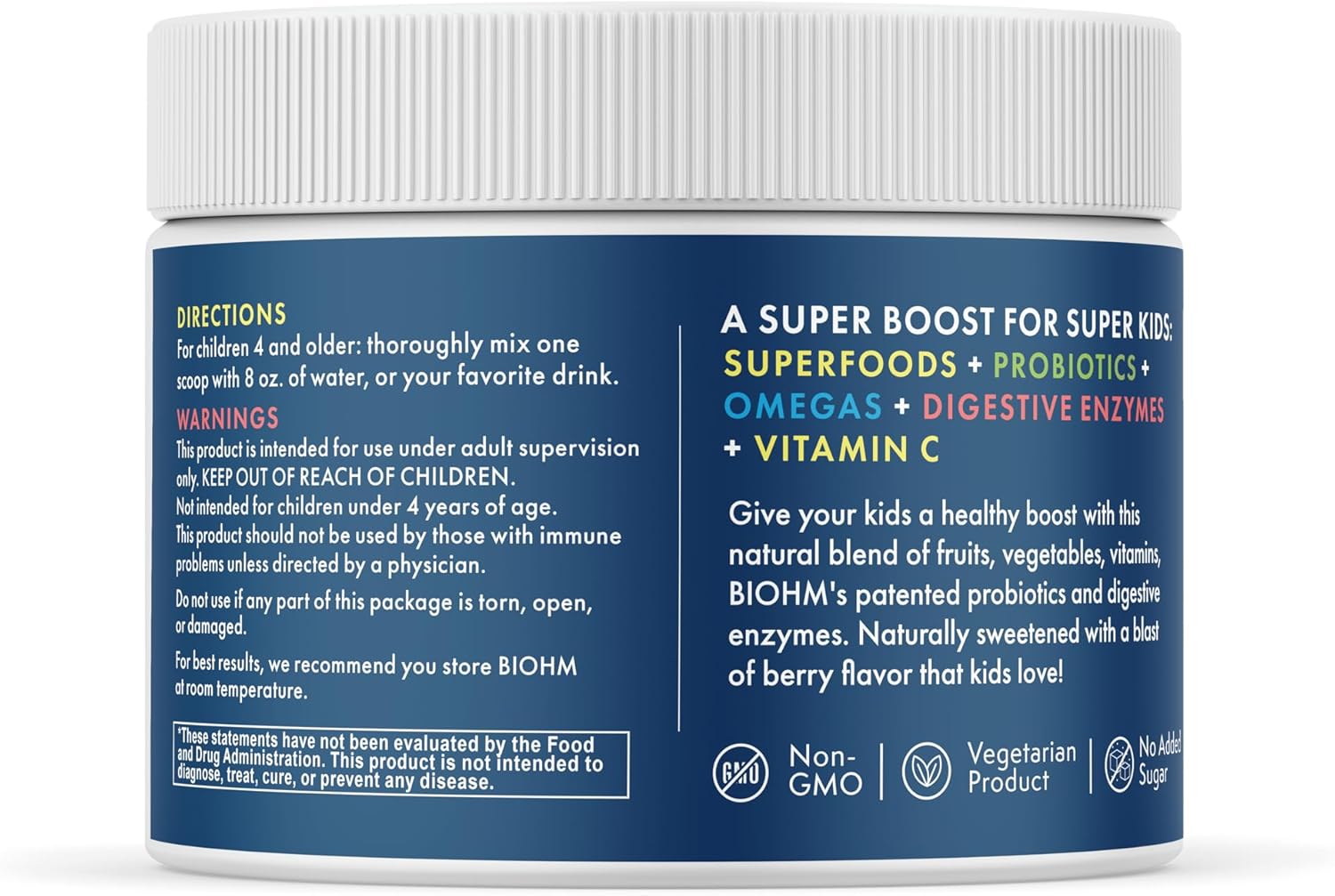 Berry Blast Probiotic Superfood Powder for Kids, Antioxidants & Omega-3, Gluten-Free, Non-GMO, Dairy-Free, Vegetarian, Ages 4+, 30 Servings