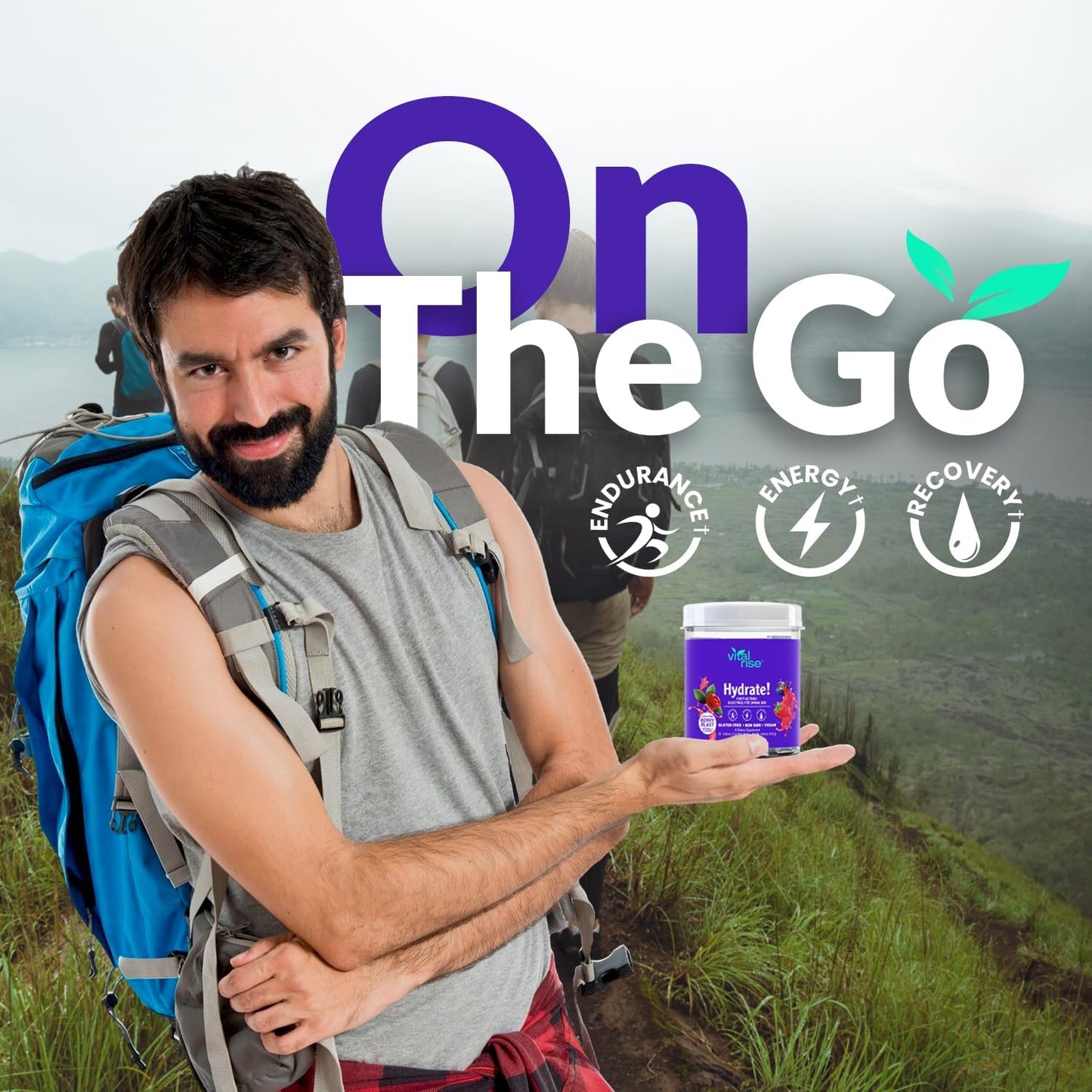 Berry Blast Vital Rise® Hydrate Powder Packets - Electrolyte Drink Mix | Non-GMO Hydration Sticks - Low Sodium Formula | 20 Servings