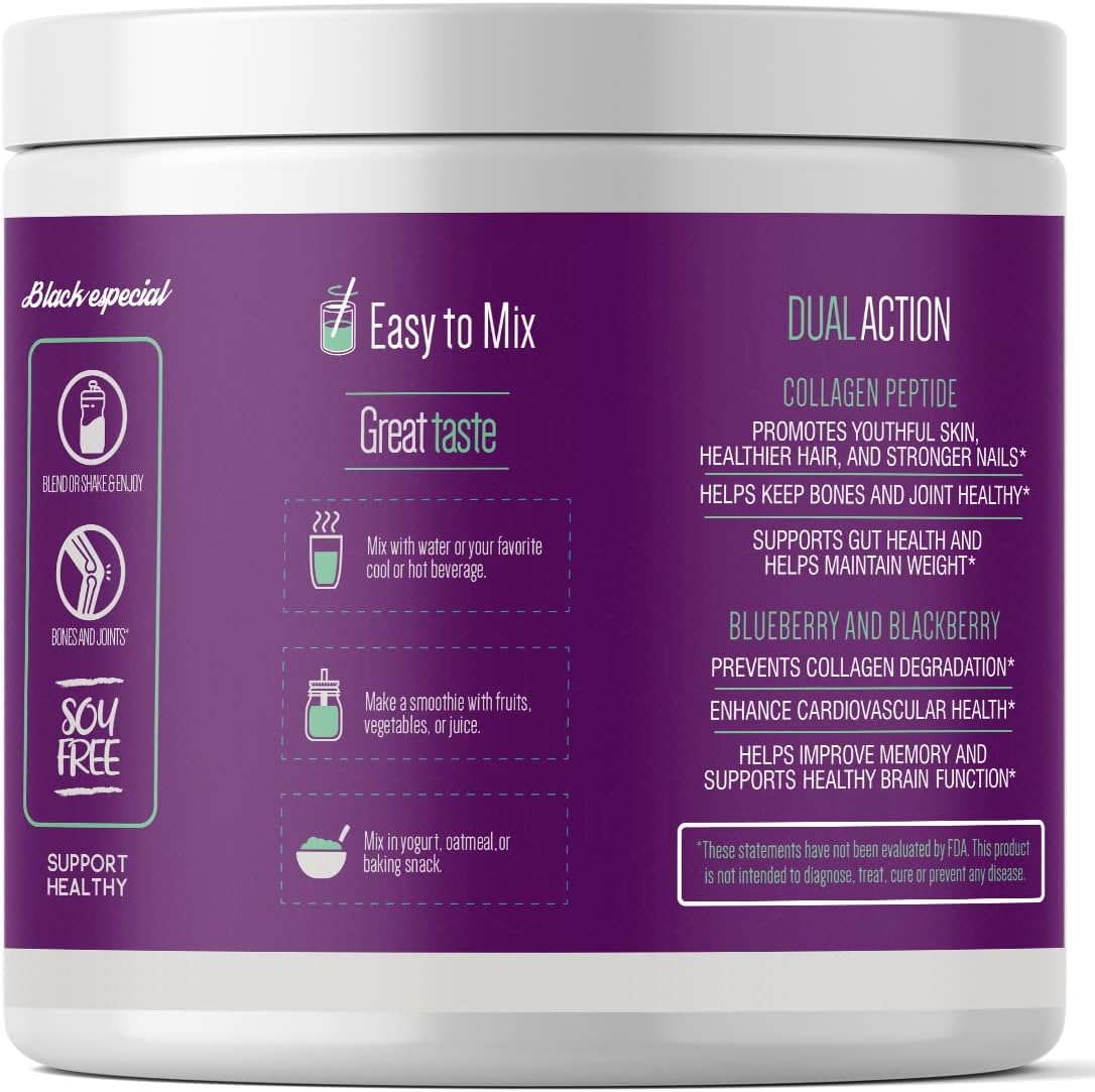 Berry Collagen Blast Powder for Hair, Skin, Nails, Joints, and Gut | Grass Fed Collagen Peptides | 204g