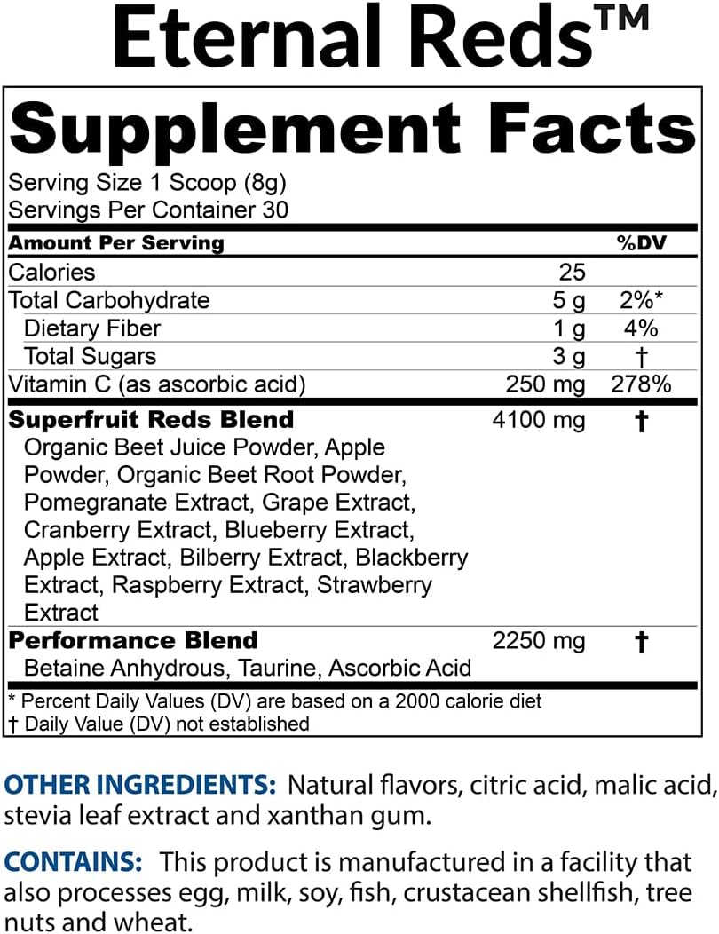 Berry-Flavored BioTrust Eternal Reds Superfoods Powder - Supports Heart Health, Energy & Stamina - No Sugar or Caffeine - 30 Servings