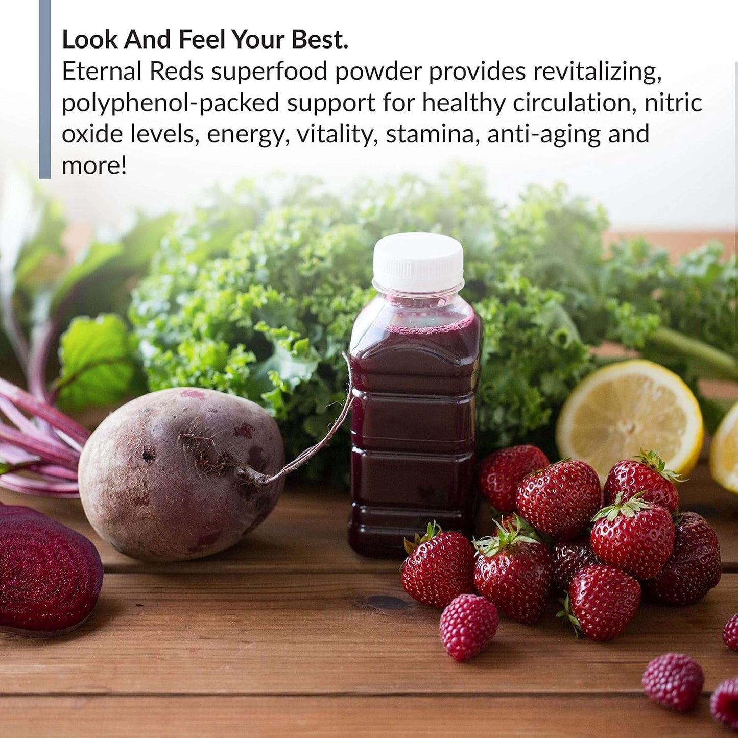 Berry-Flavored BioTrust Eternal Reds Superfoods Powder - Supports Heart Health, Energy & Stamina - No Sugar or Caffeine - 30 Servings