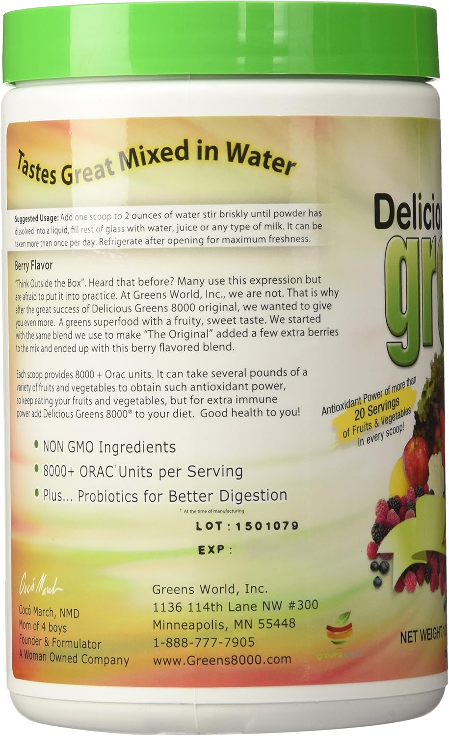 Berry Flavored Greens World Delicious Greens 8000 - 10.6 oz