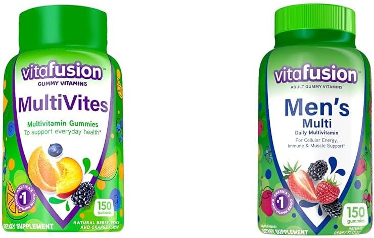 Berry Flavored Gummy Multivitamins for Men: Vitafusion MultiVites with 12 Vitamins & Minerals