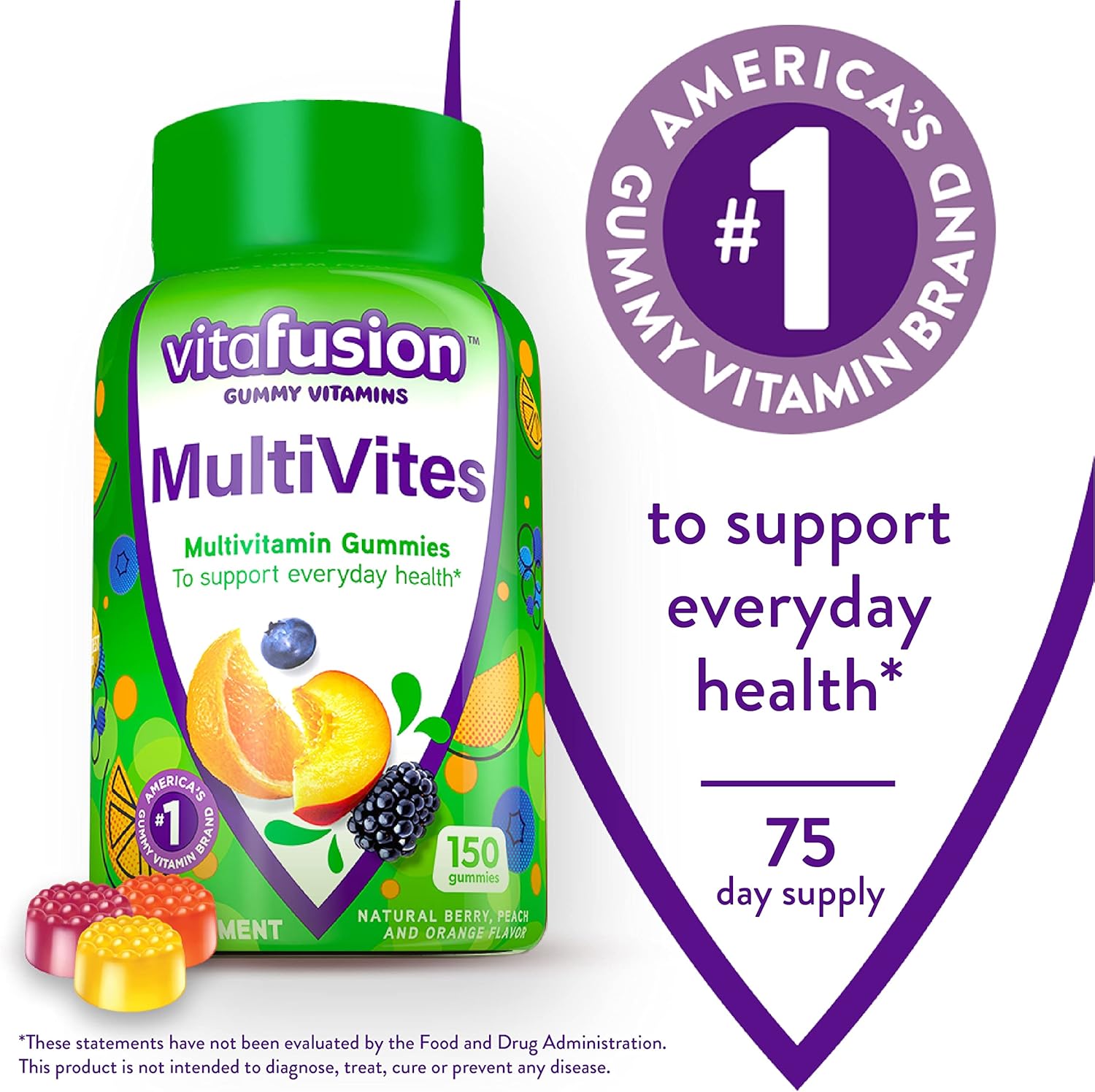 Berry Flavored Gummy Multivitamins for Men: Vitafusion MultiVites with 12 Vitamins & Minerals