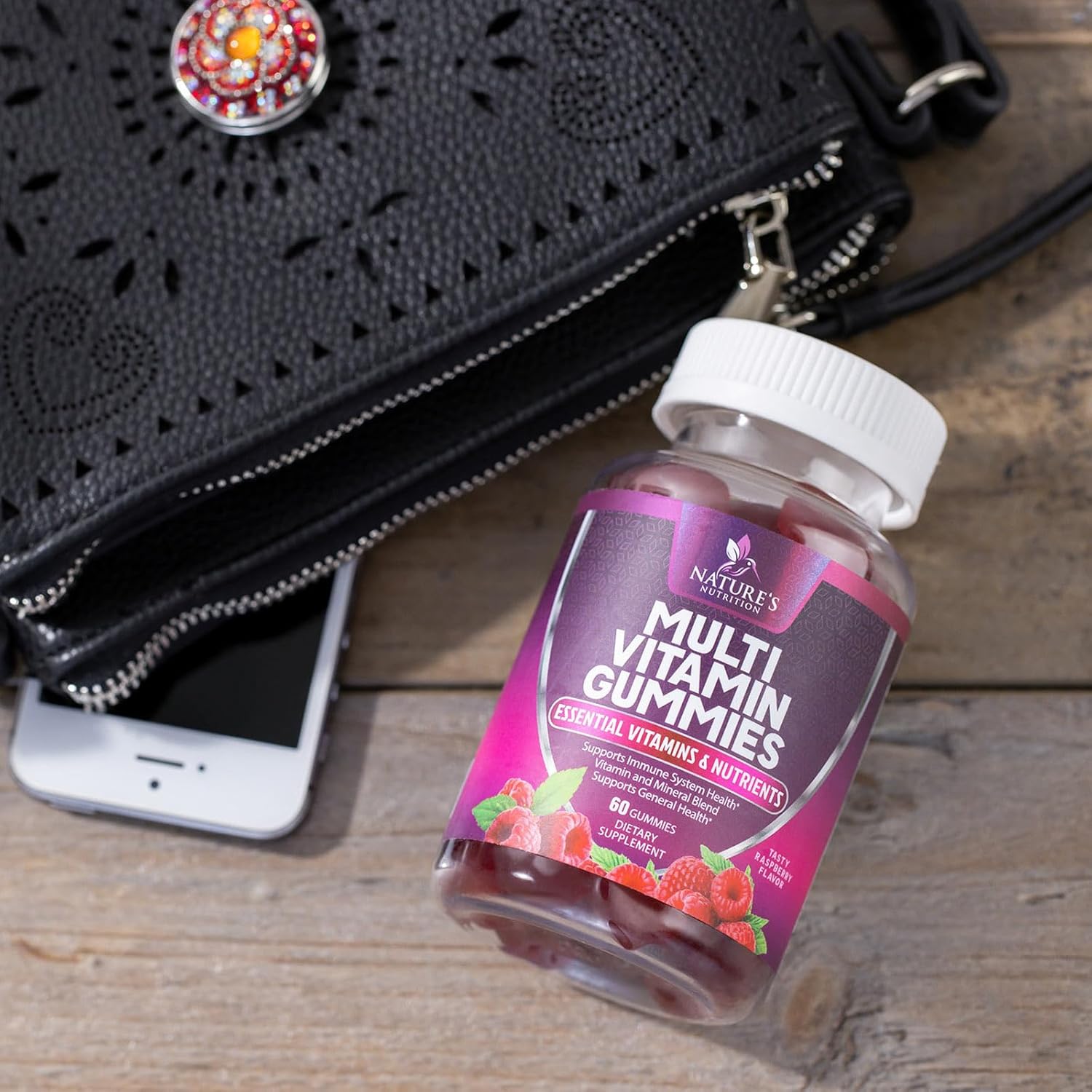 Berry Flavored Nature's Nutrition Multivitamin Gummies for Adults - Immune Health Support with Vitamin A, C, D, E, B6, B12, Zinc & Antioxidants - Non-GMO - 60 Count