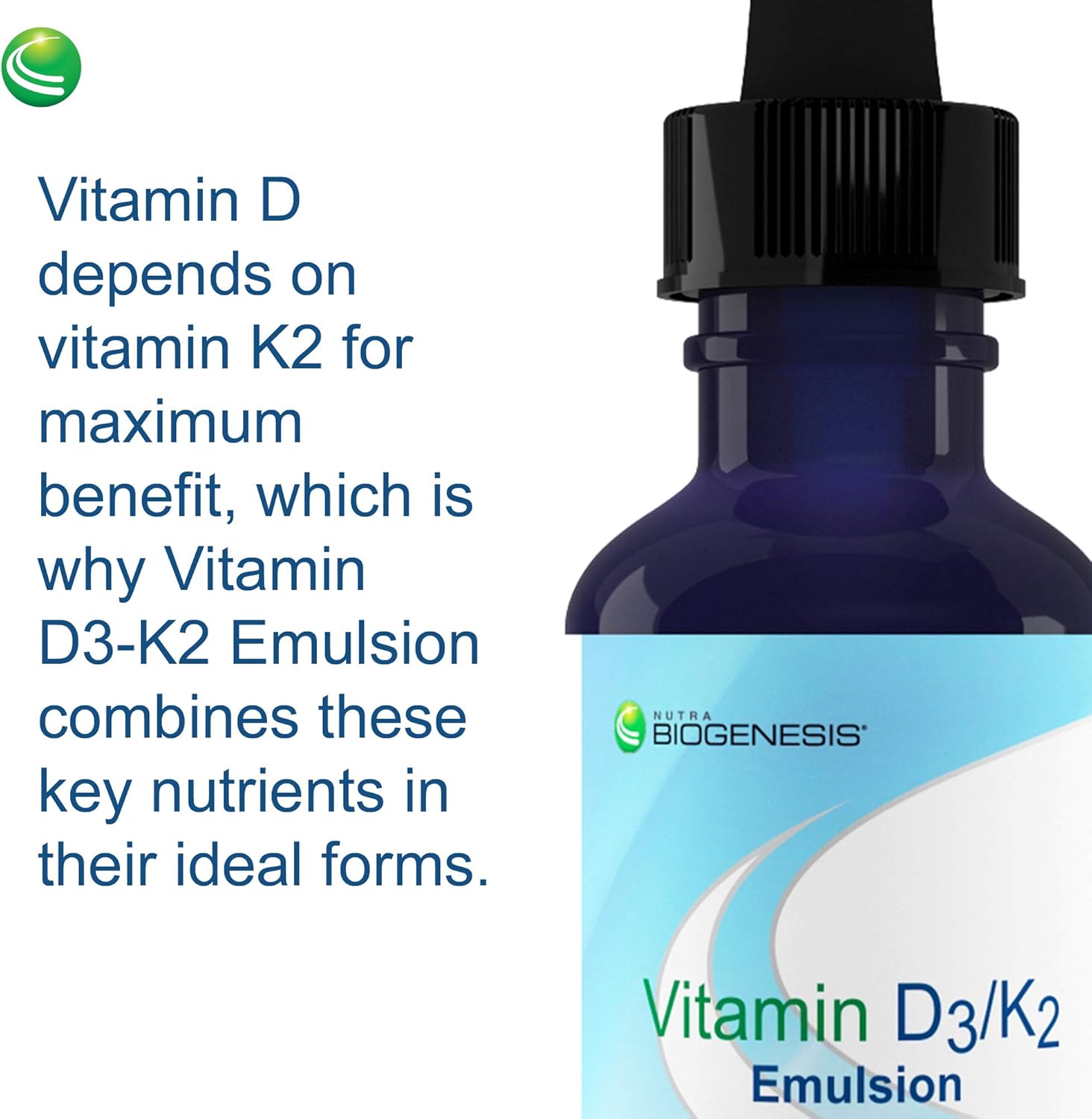 Berry Flavored Nutra BioGenesis BioGenesis Vitamin D3-K2 Emulsion Drops - 1 Ounce