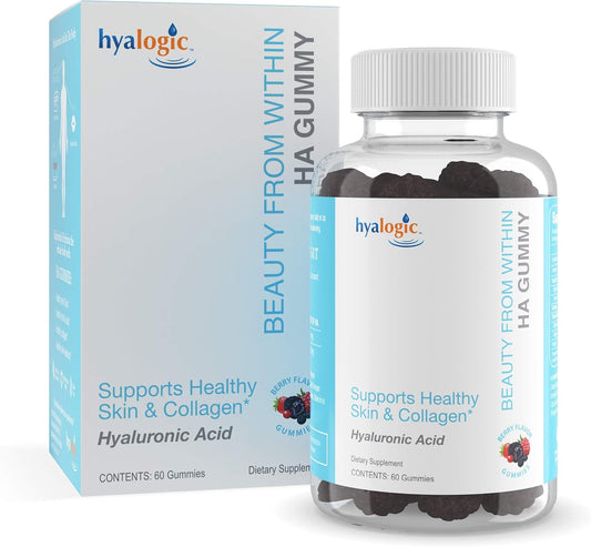 Berry-Flavored Vegan Hyaluronic Acid Gummies for Skin Care & Hair Growth - Gluten-Free Beauty Gummies - 60 Count