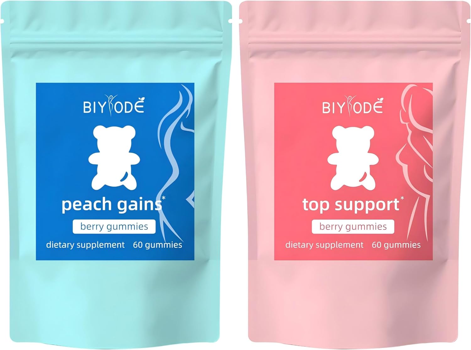 Berry Flavored Women's Bum & Chest Support Gummies Combo Pack - Workout Aid with Essential Herbs & Multivitamins for Women's Fitness, 120 Gummies