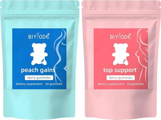 Berry Flavored Women's Bum & Chest Support Gummies Combo Pack - Workout Aid with Essential Herbs & Multivitamins for Women's Fitness, 120 Gummies