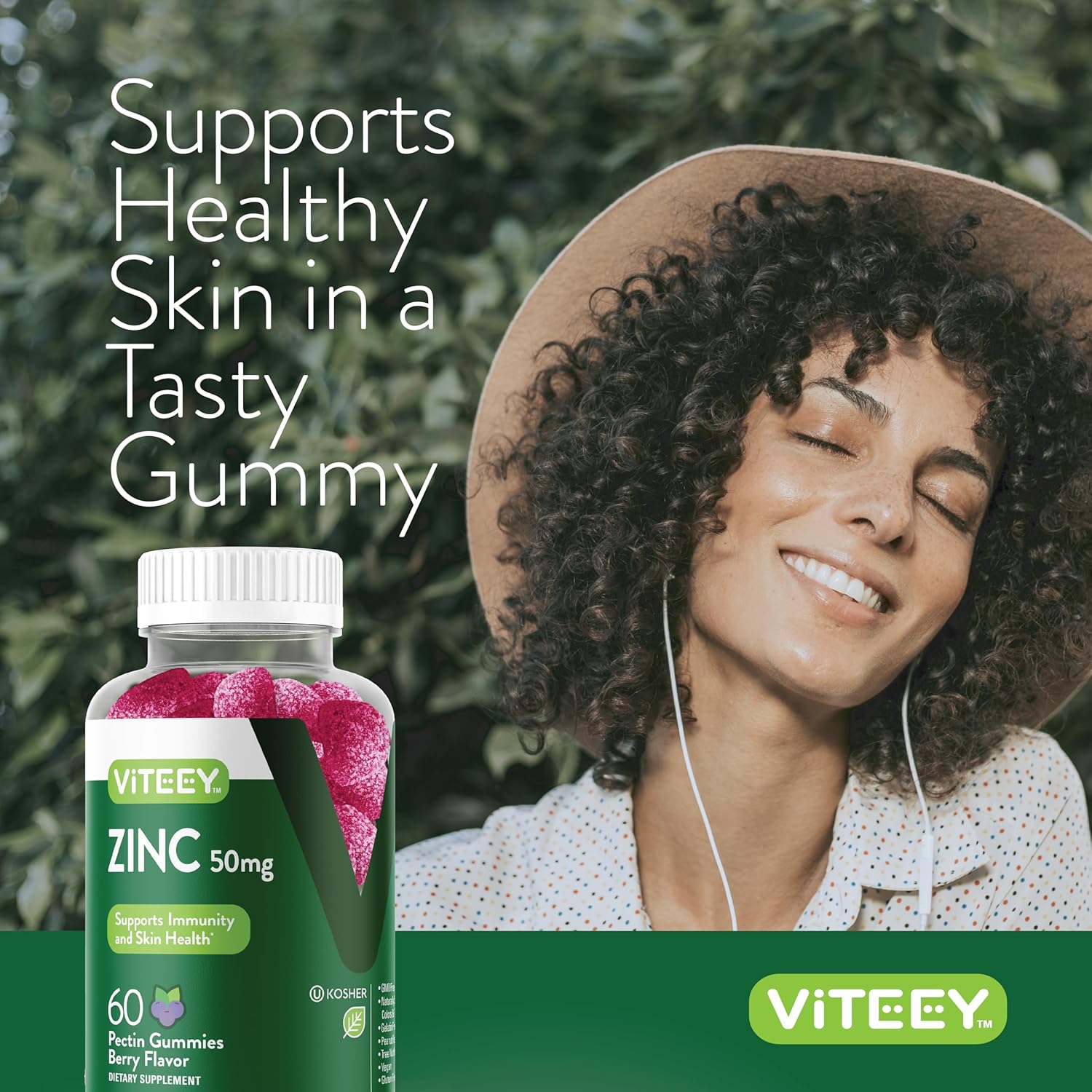 Berry Flavored Zinc Gummies - 50mg - Immune & Antioxidant Support for Adults & Teens - Vegan & GMO Free Chewable Supplement