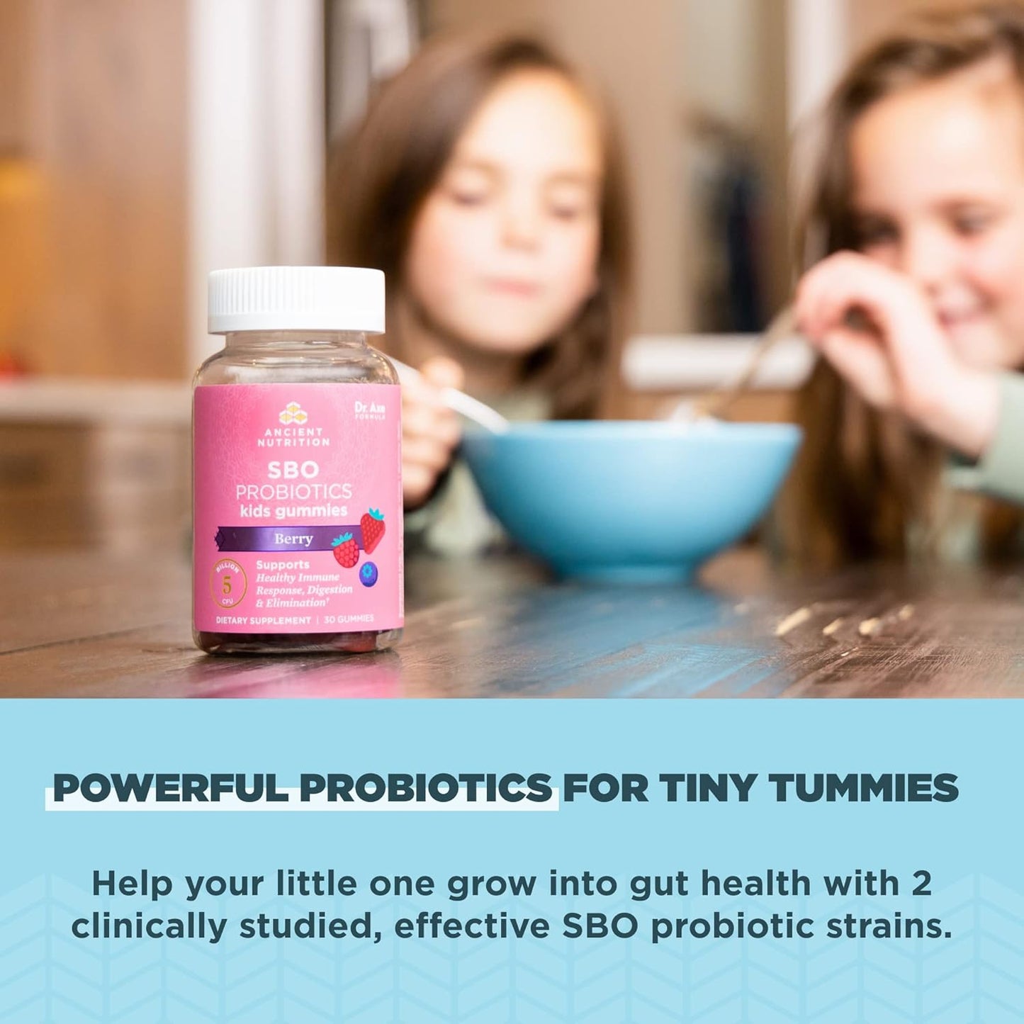 Berry Kids Probiotics Gummies by Ancient Nutrition - 5B CFUs, Gut Health Support, 30 Count
