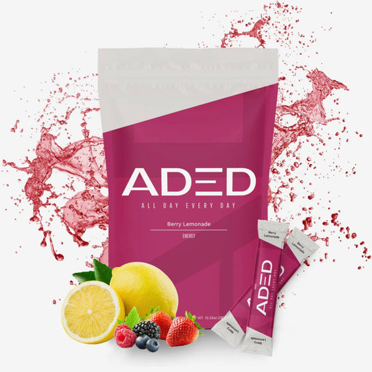 Berry Lemonade Flavored ADED Energy + Hydration Powder Drink Mix - 20 Packets, No Sugar, Vitamins, Minerals, Nootropics, Electrolytes