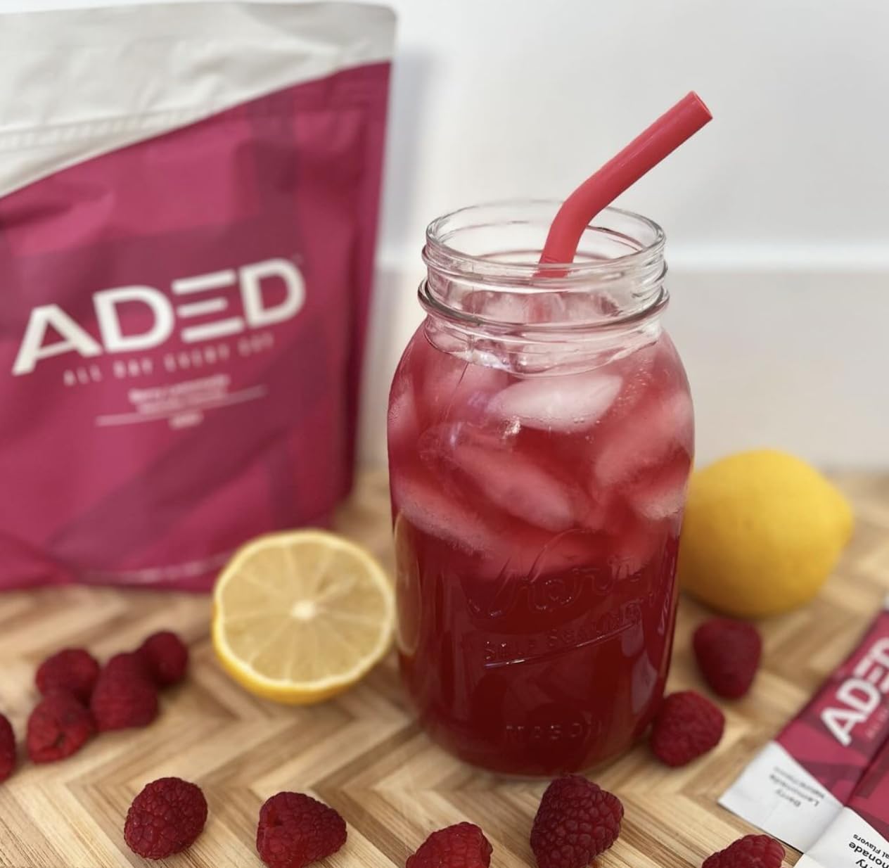 Berry Lemonade Flavored ADED Energy + Hydration Powder Drink Mix - 20 Packets, No Sugar, Vitamins, Minerals, Nootropics, Electrolytes