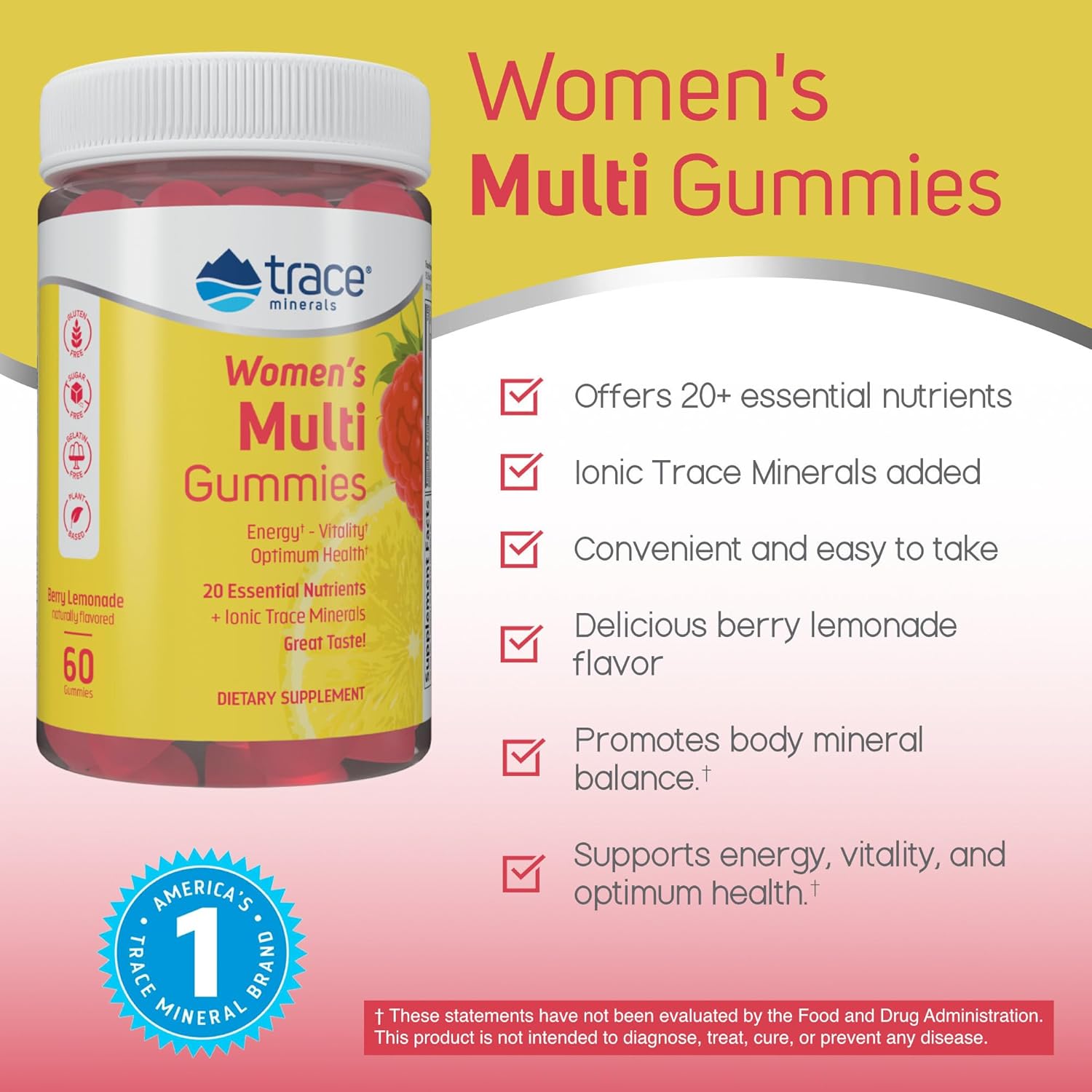 Berry Lemonade Women's Multi Gummy Vitamins with Trace Minerals - 60 Gummies