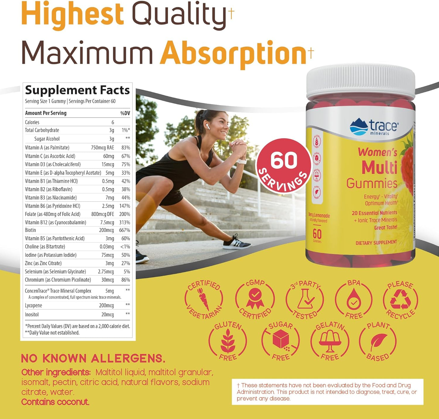 Berry Lemonade Women's Multi Gummy Vitamins with Trace Minerals - 60 Gummies