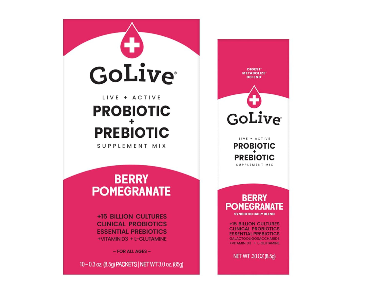 Berry Pomegranate Synbiotic Powder with L-Glutamine, Vitamin D3, and Electrolytes for Gut Health and Immunity - 15-50B CFUs for Women, Men, and Kids